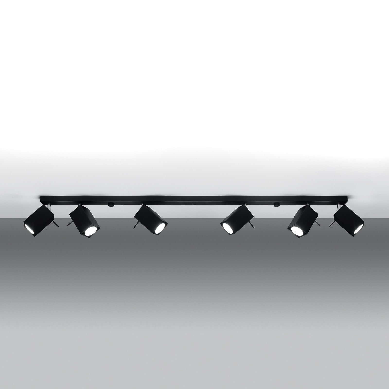 Spot pour plafond Square noir à 6 lampes linéaire