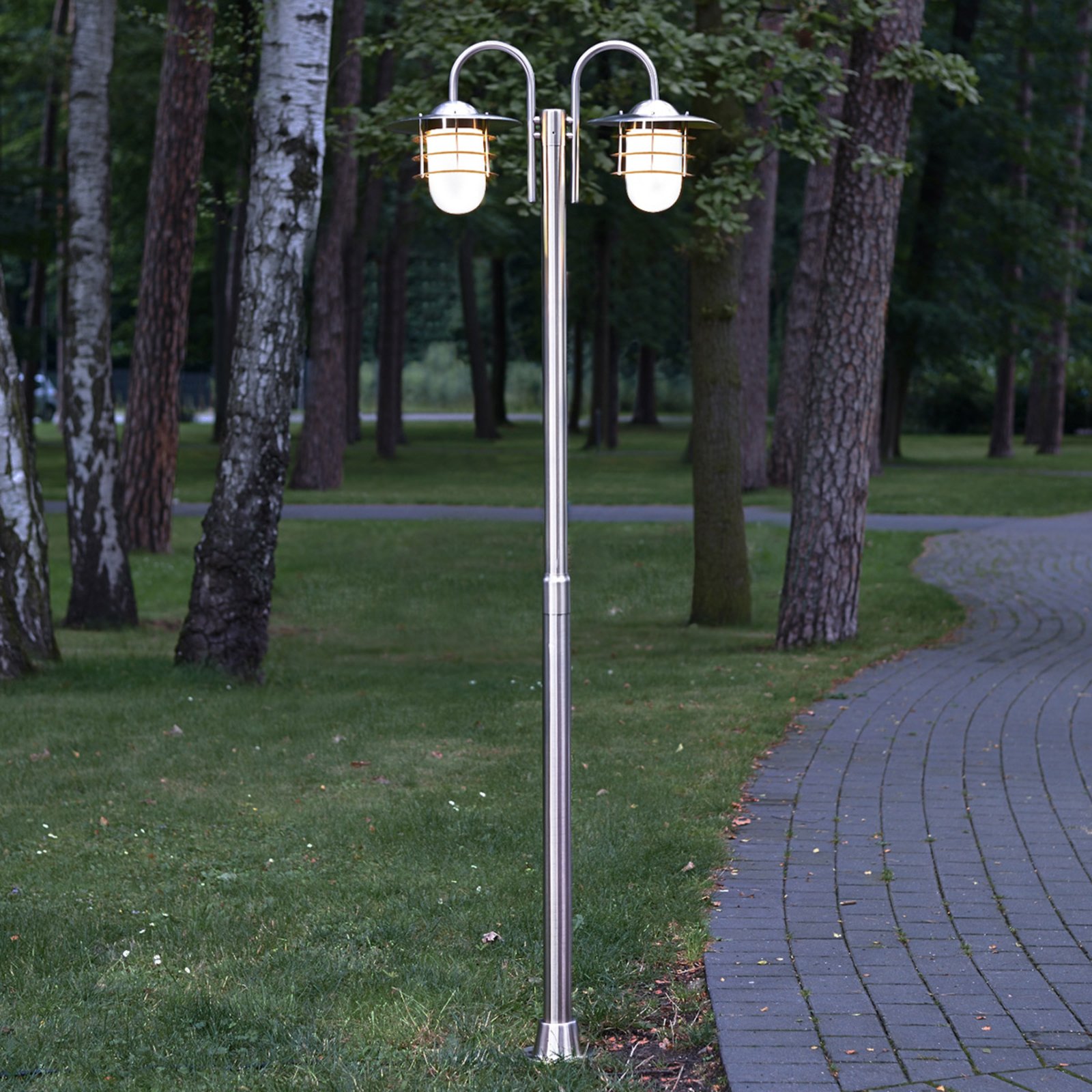 Mian two-bulb lamp post made of stainless steel