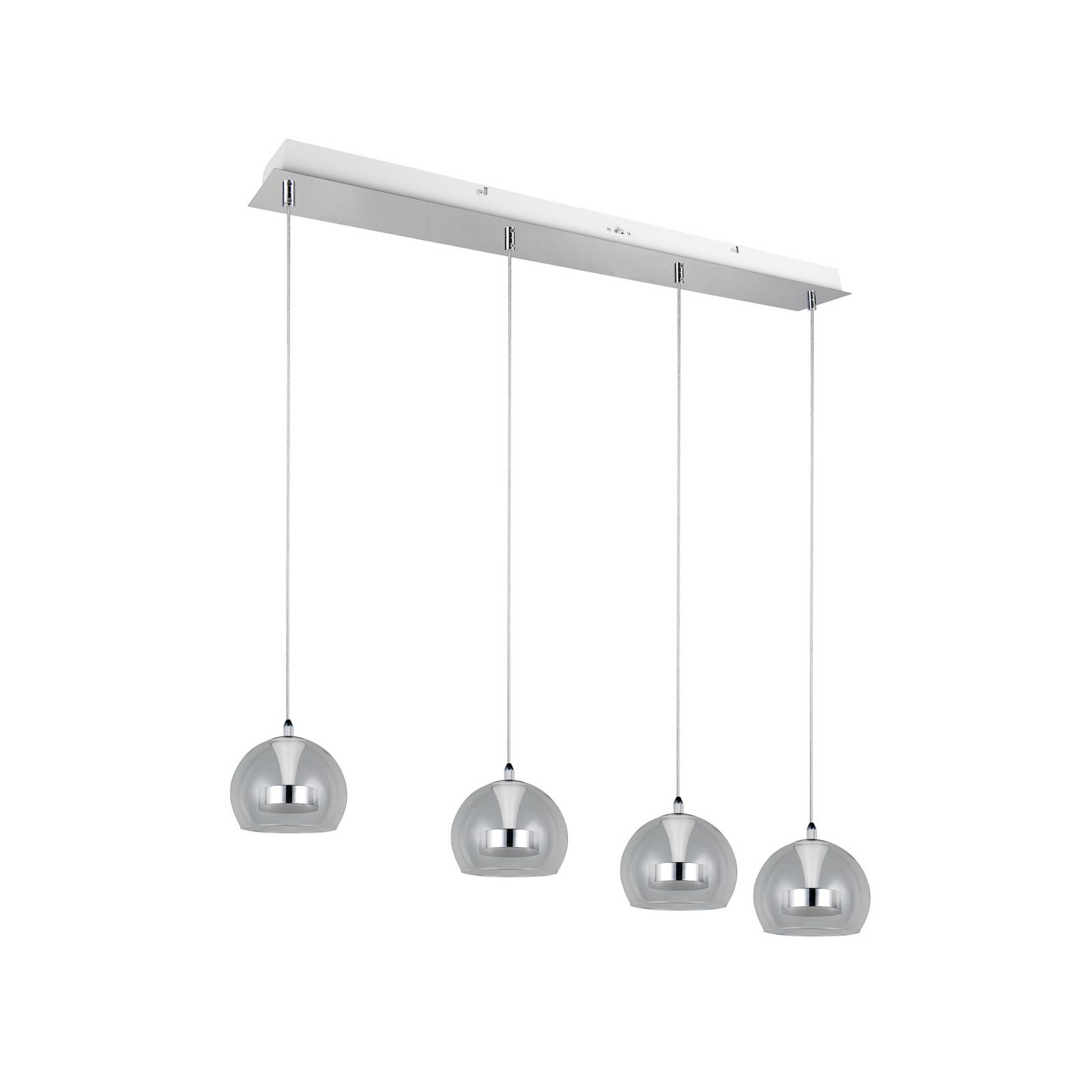 LED-Hängelampe Flynt, Länge 97 cm chromfarben Metall 4-flg.