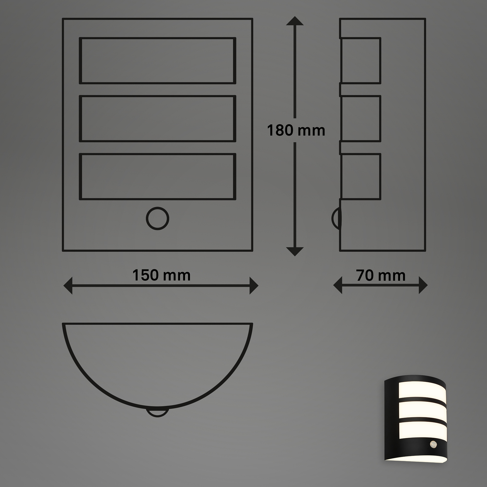 Udendørs væglampe 3795015 sort plast sensor