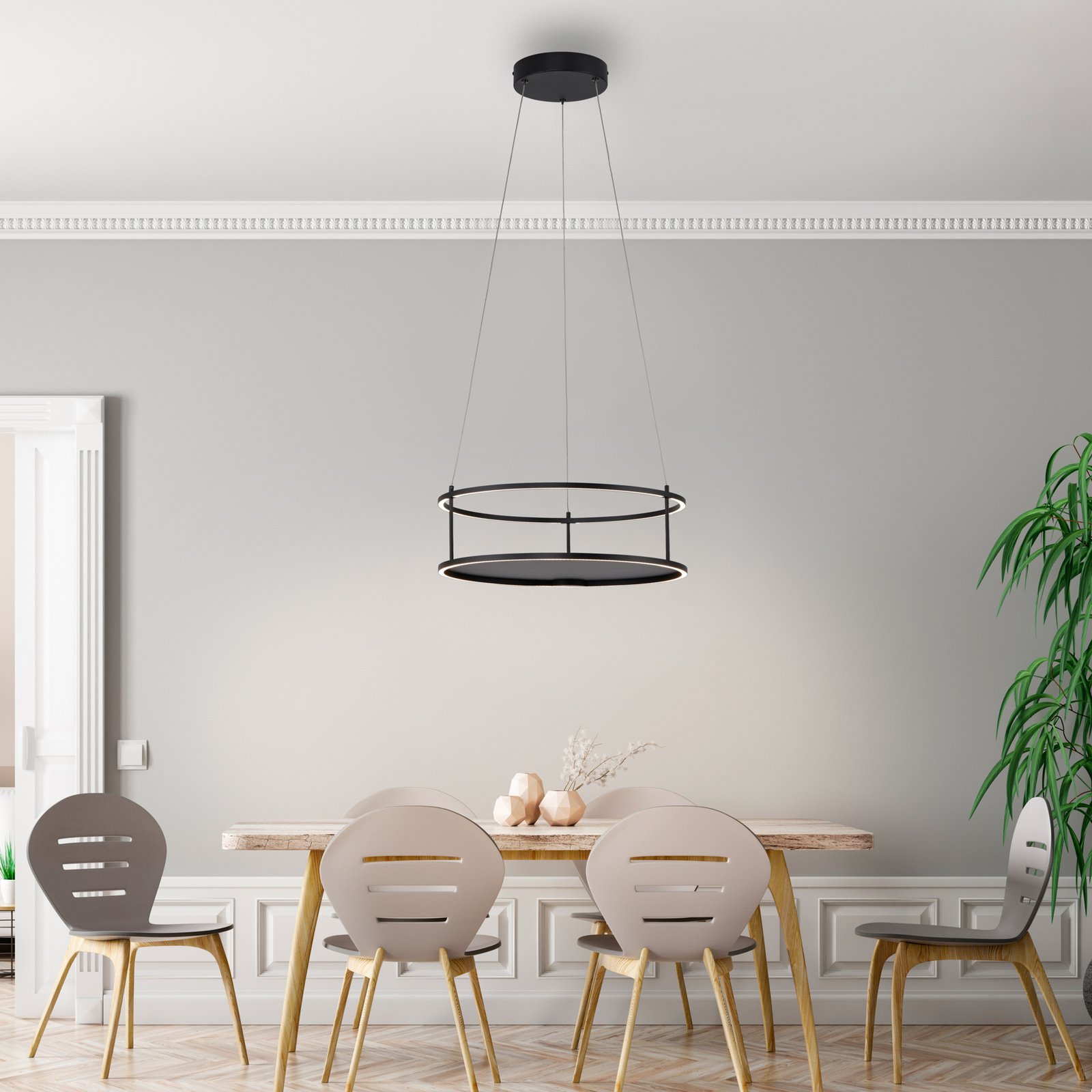 Paul Neuhaus lampă suspendată LED Contura, negru, Ø 50 cm