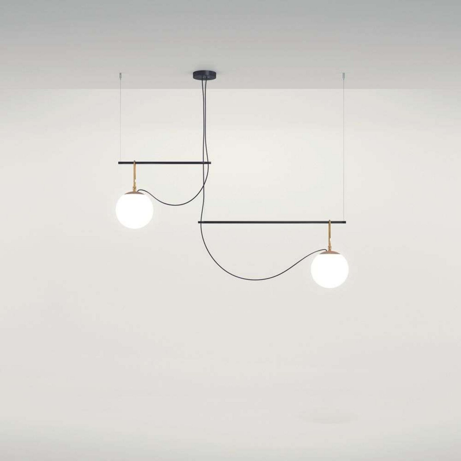 Nh S3 2 Bracci Lustră Pendul Black/Brass - Artemide