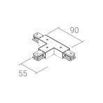 Ivela T-connector SQUARE 48 V, black, protective earth right