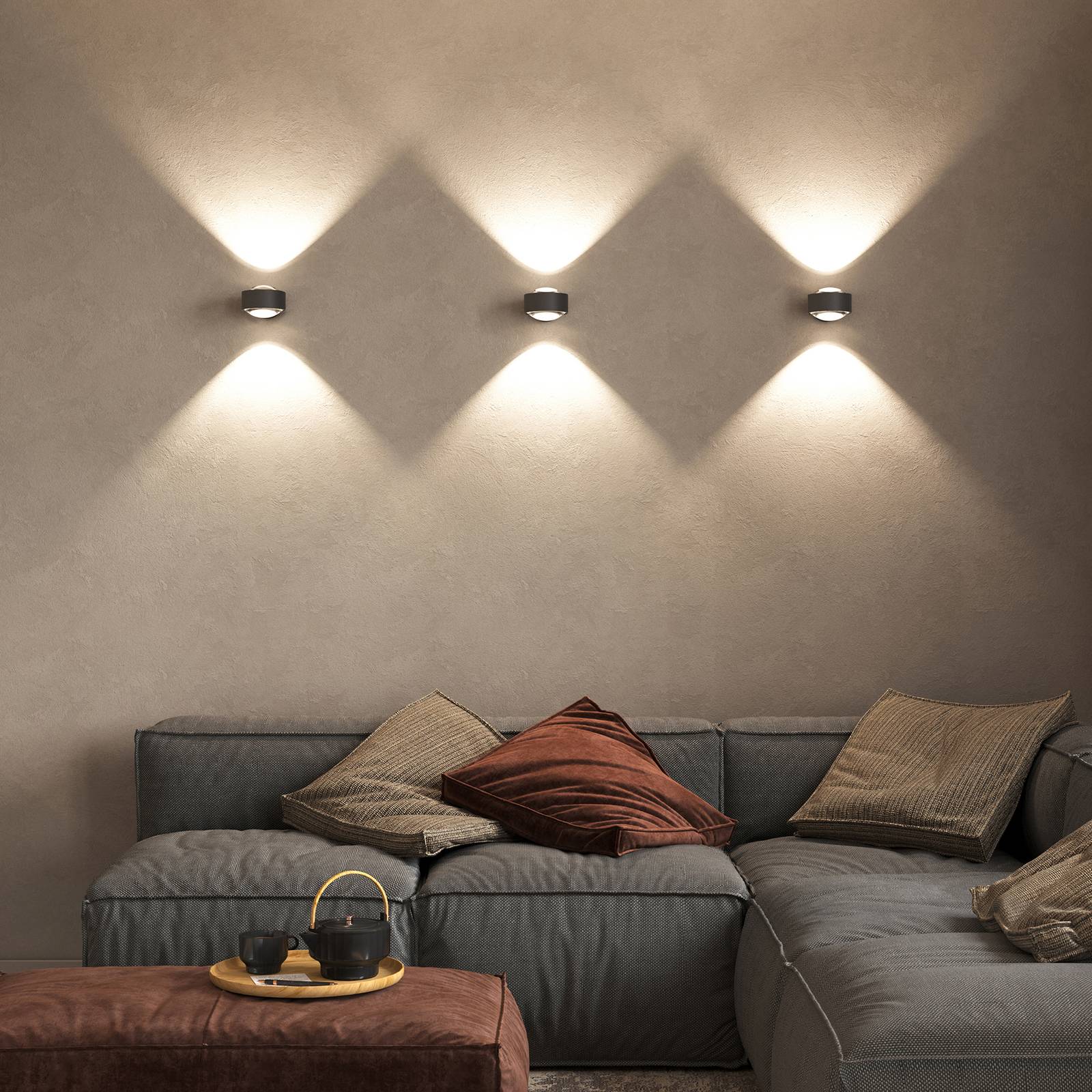 Image of Top Light Puk Maxx Wall, LED, lentilles transparentes, anthracite mat 