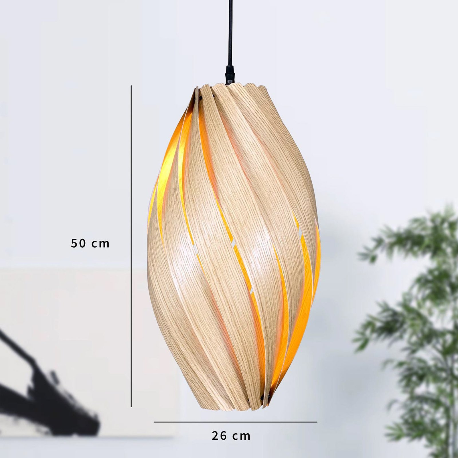 Gofurnit Ardere pendant light, oak, height 50 cm