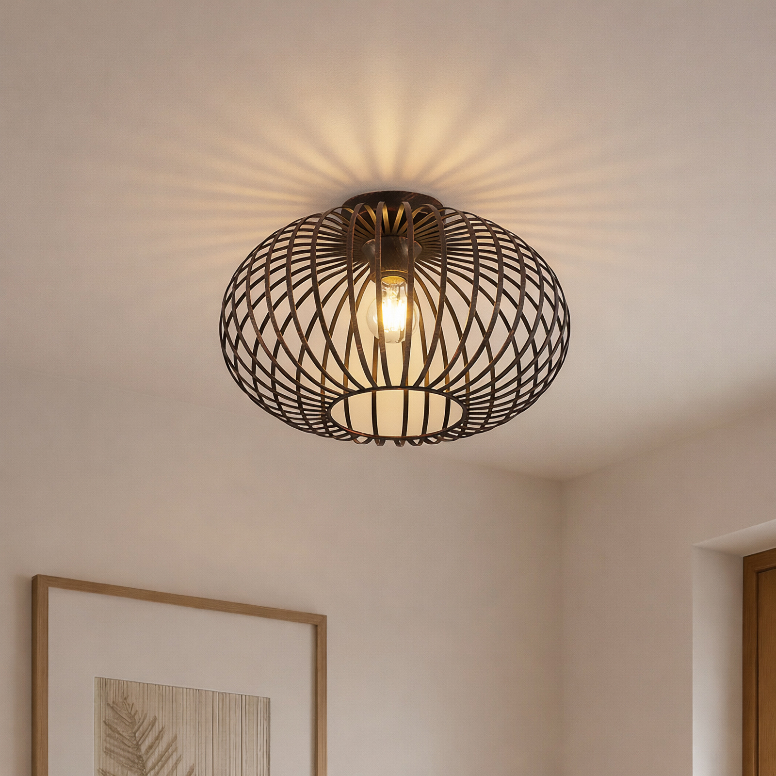 Lindby Deckenlampe Rosalea, kupferfarben, Metall, 40 cm, E27