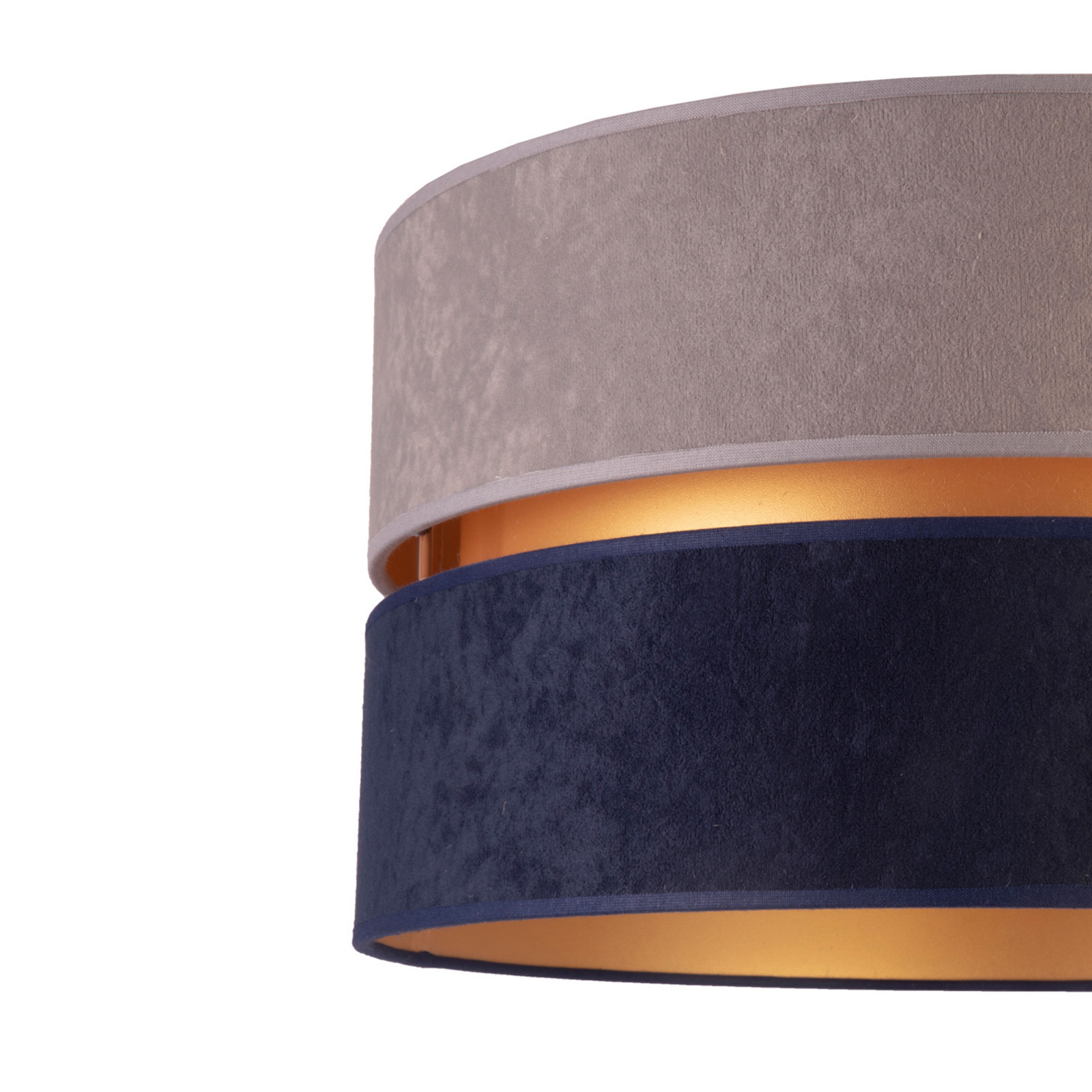 Hanglamp Duo marineblauw/grijs/goud Ø40cm 2-lamps