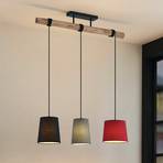 Lindby Amilia hanglamp, kappen bont, 3-lamps