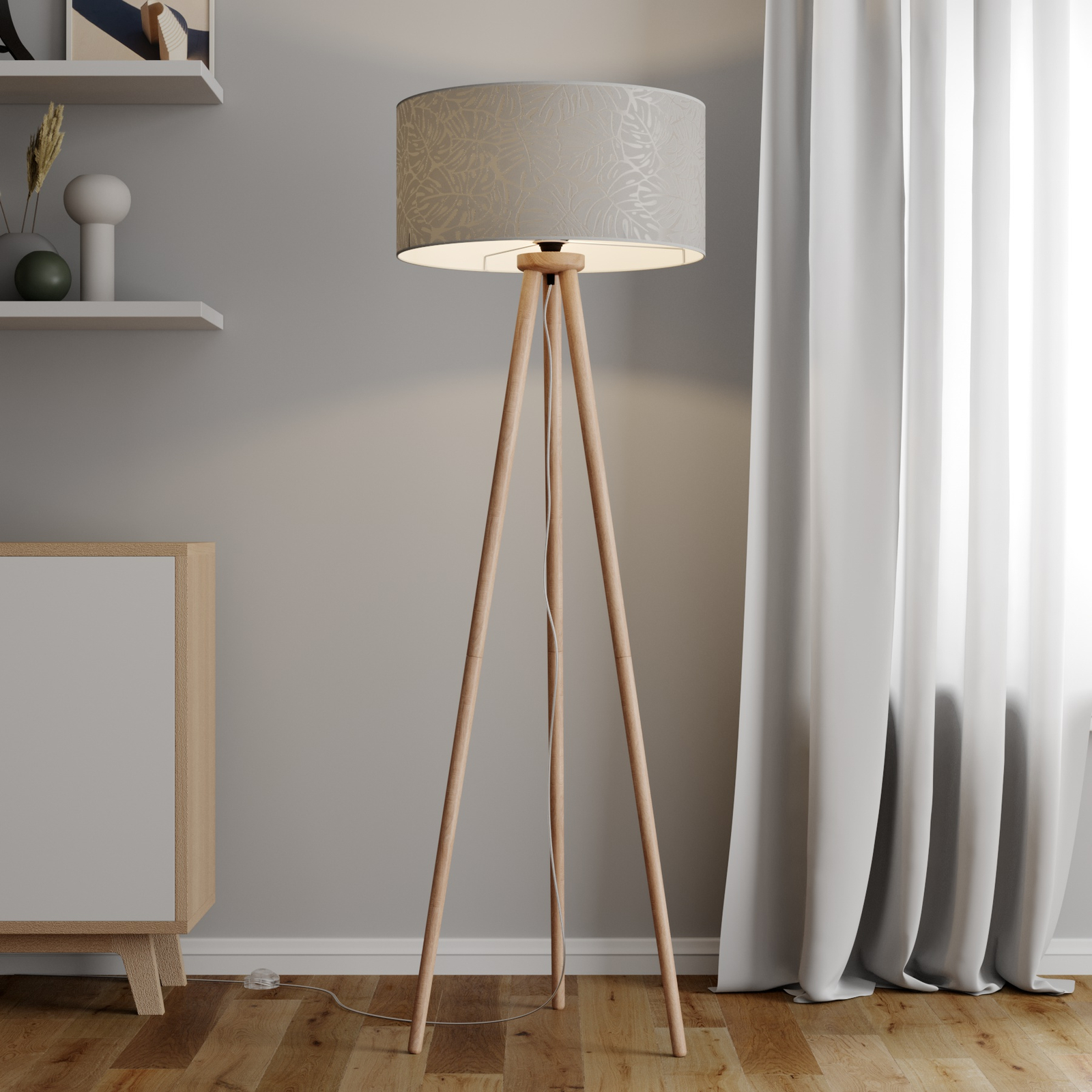Hierro floor lamp with a printed lampshade