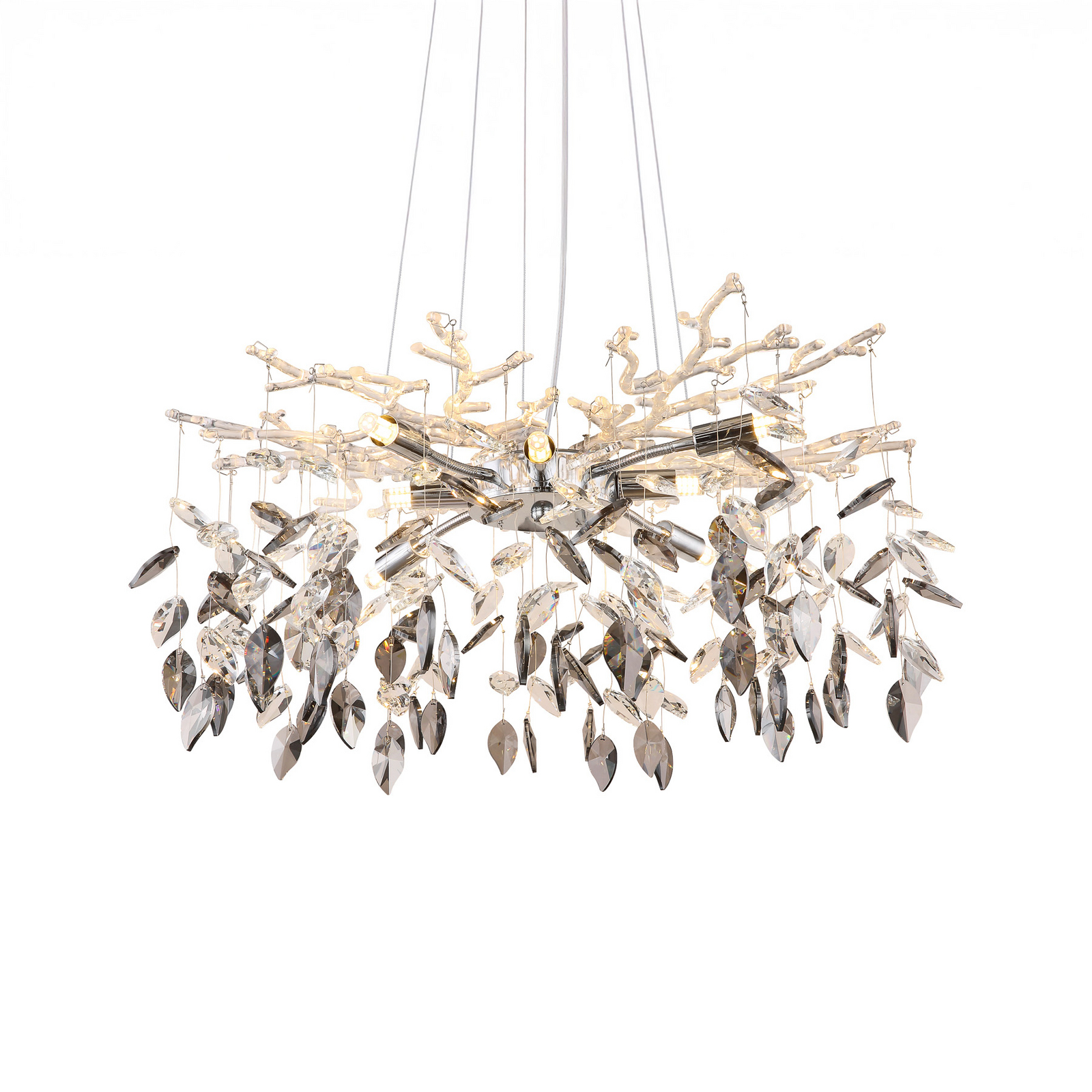 Luster Danna, chrómová farba/dymovo sivá/číra, Ø 61 cm