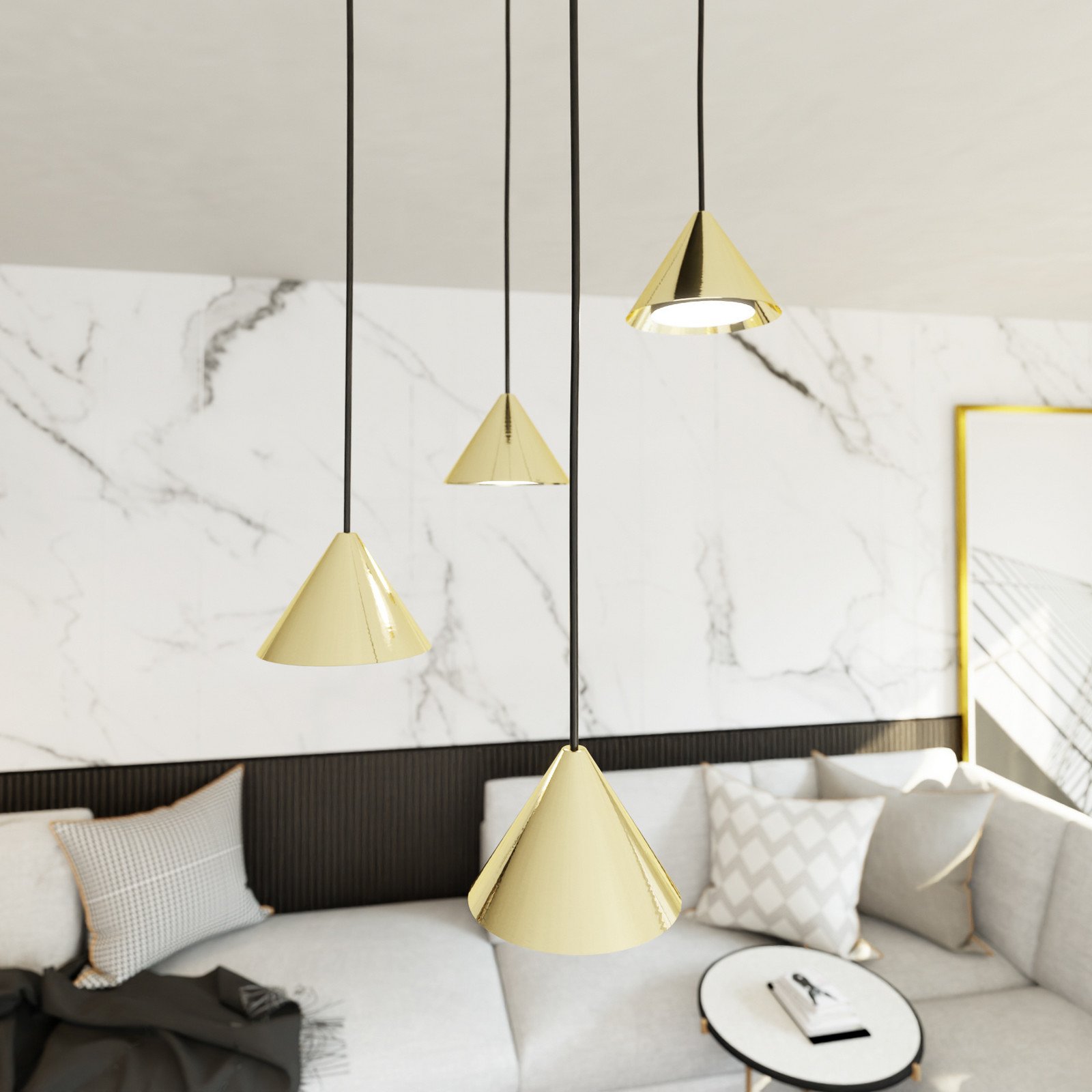 EMIBIG LIGHTING Lampă suspendată Elit 4 becuri Ø 30 cm negru / auriu metal - Camera de zi / sufragerie - modern - negru auriu
