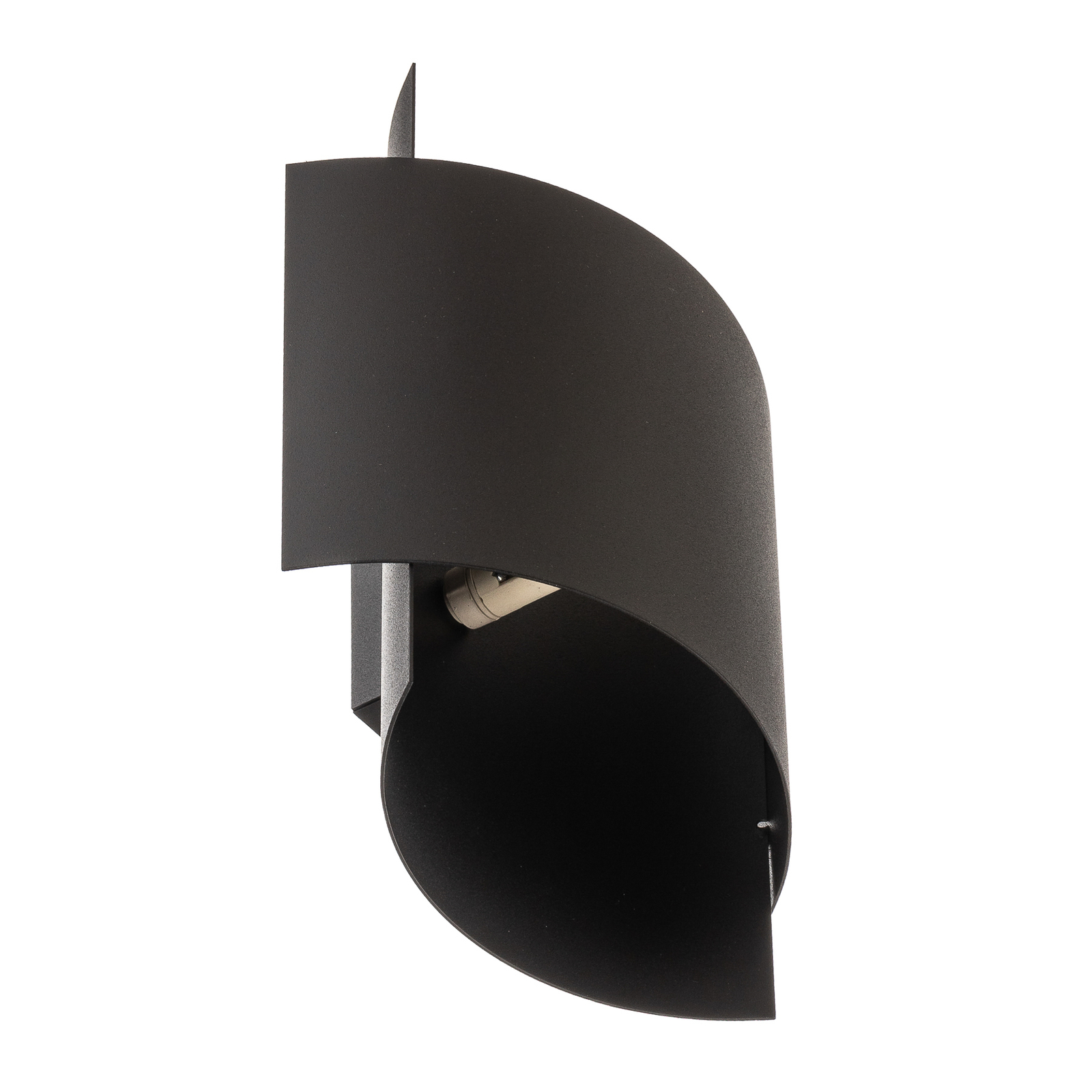 Stenska svetilka Pako iz dveh jeklenih plošč v črni barvi