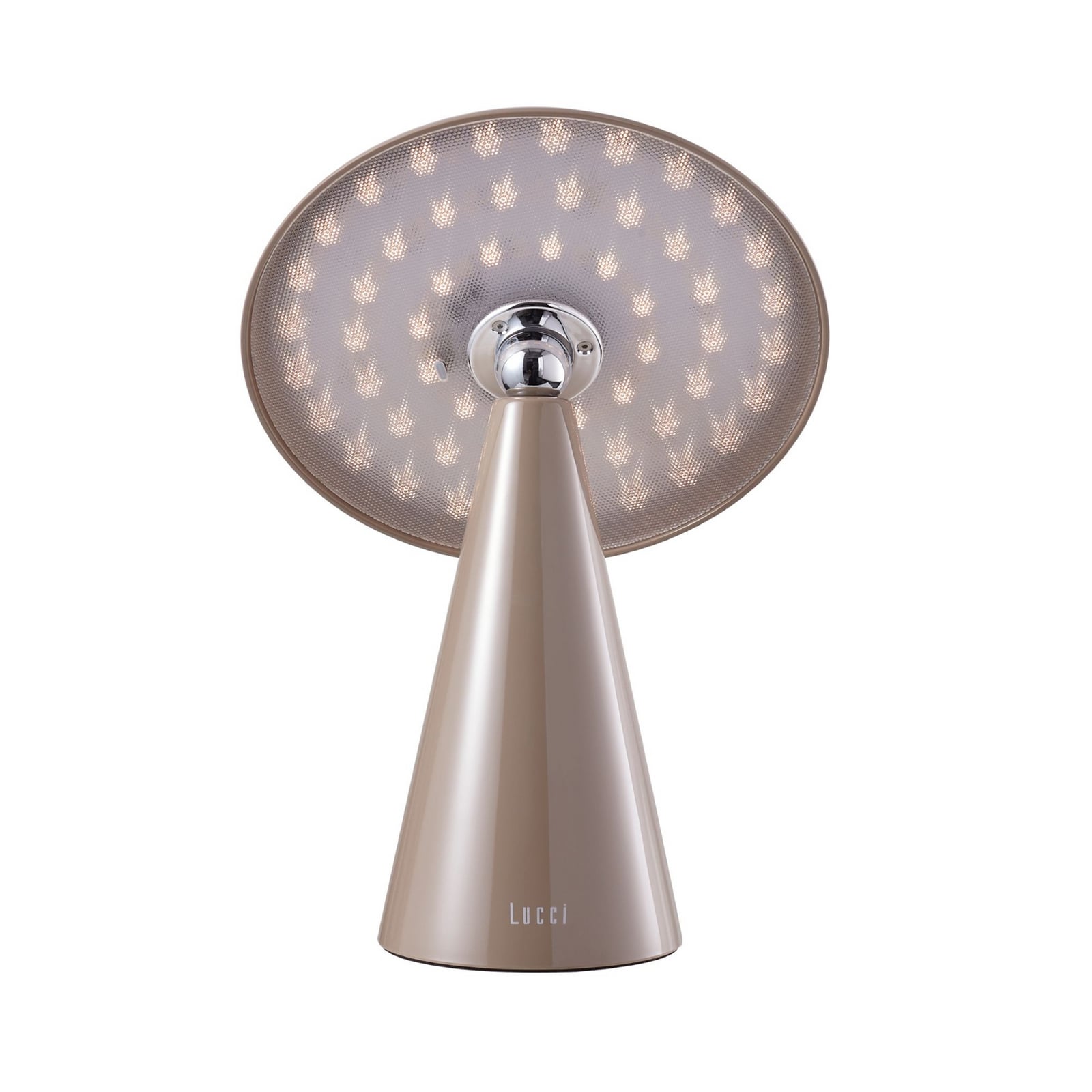 Kinoko LED-akkukäyttöinen pöytälamppu, kiiltävä ruskea, 27 cm, CCT – Beacon