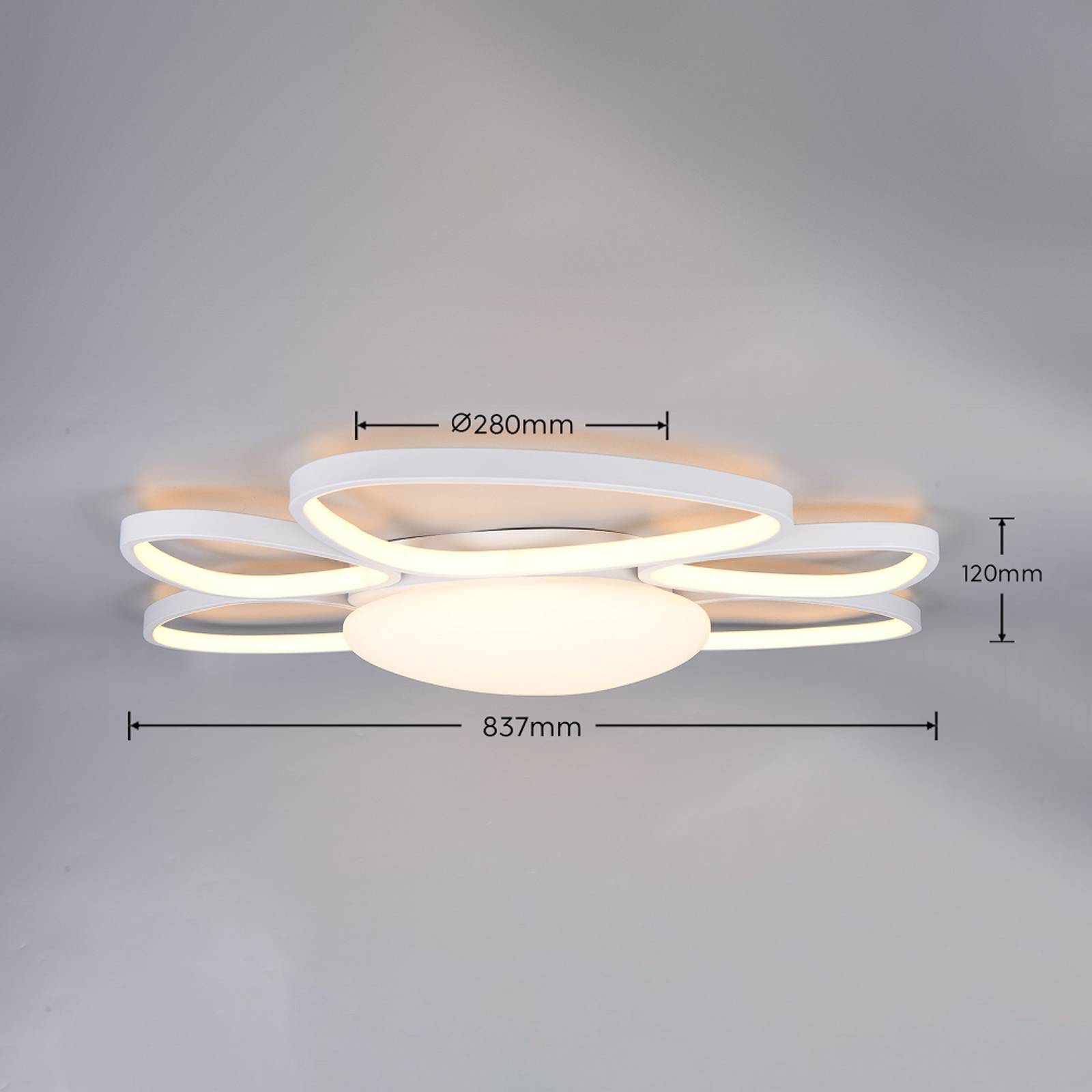 LED-taklampe Amelio, hvit, 85 cm, CCT, fjernkontroll