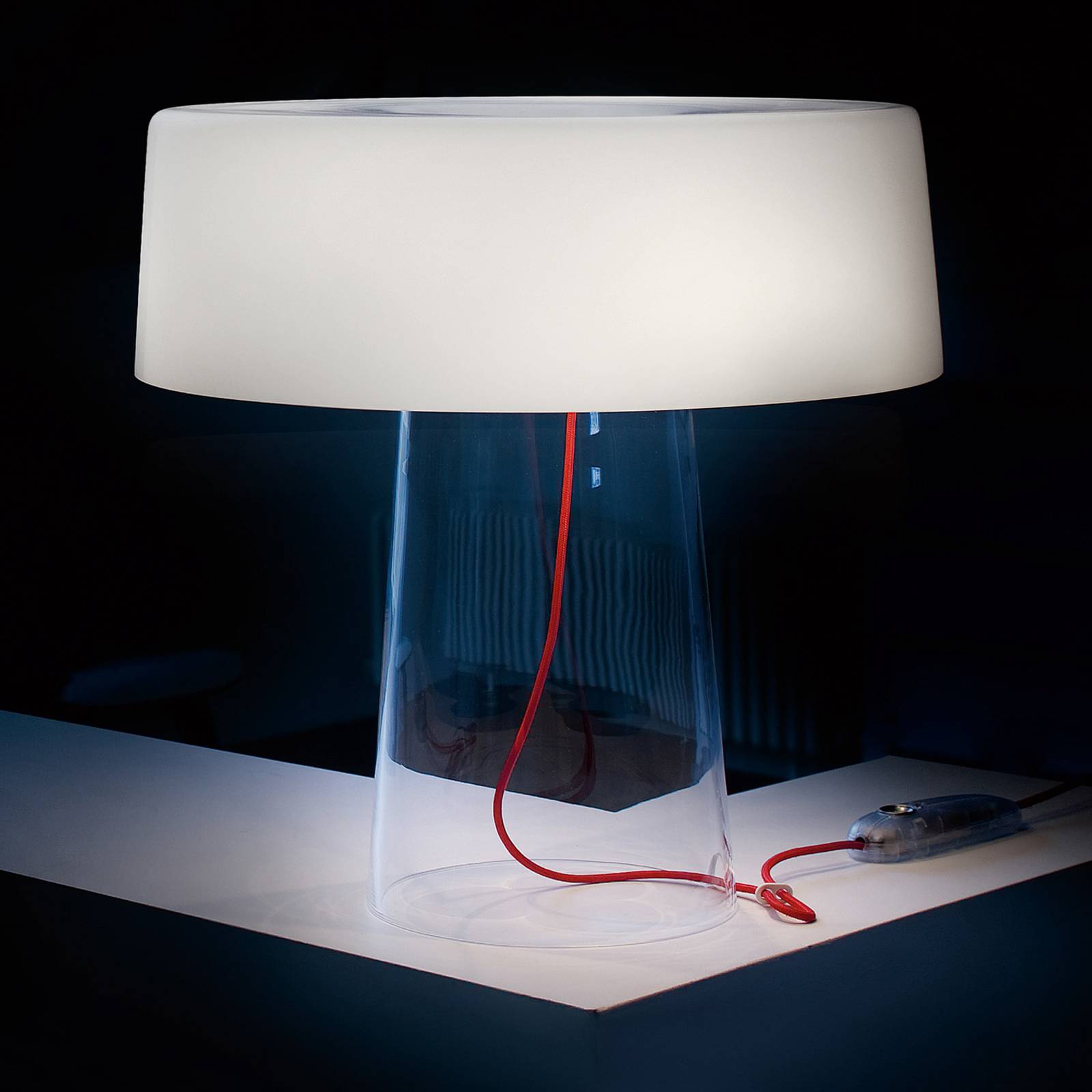 Prandina Glam bordlampe 36 cm klar/skærm hvid