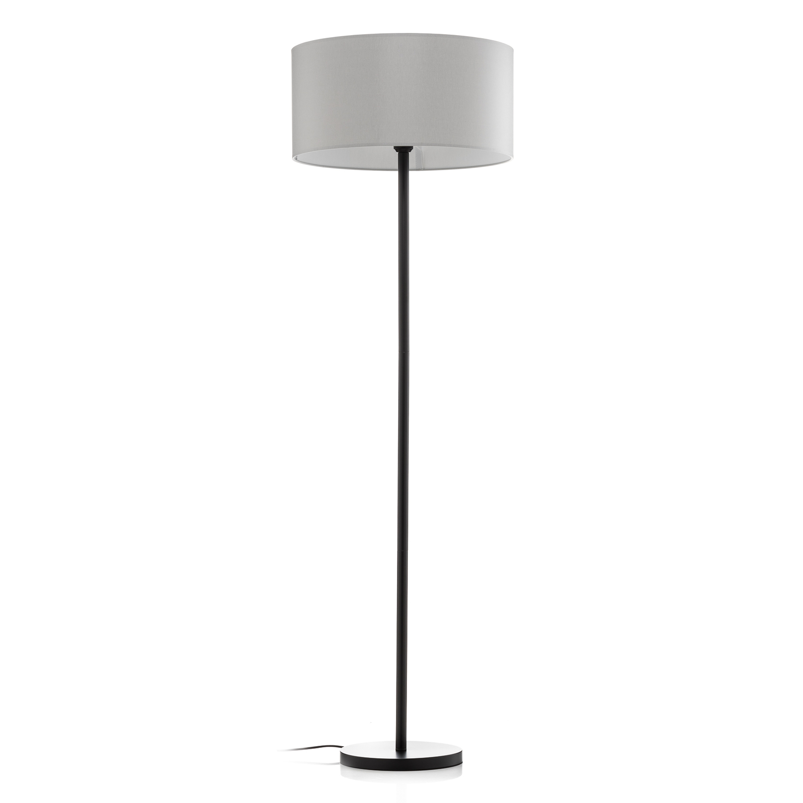 Maarit floor lamp, fabric lampshade, grey/black