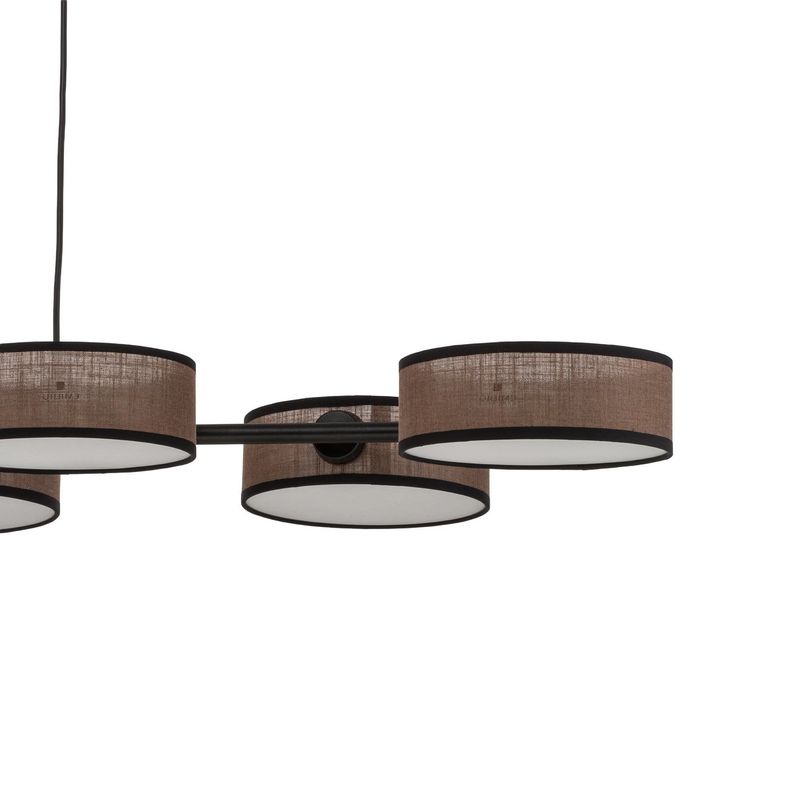 Lampada a sospensione DRUMZ, marrone, lunghezza 100 cm, a 6 luci, tessuto, E14