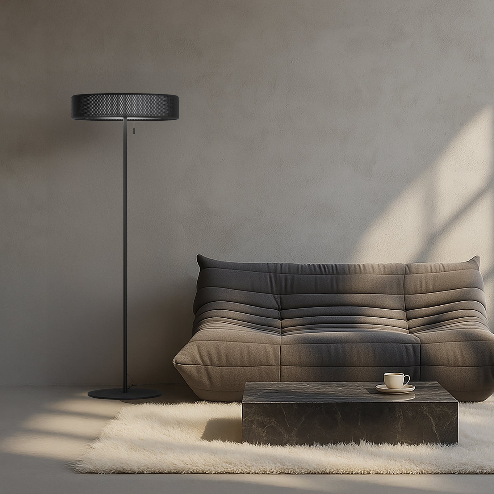 Grain Floor Lamp L Matt Black - Herstal