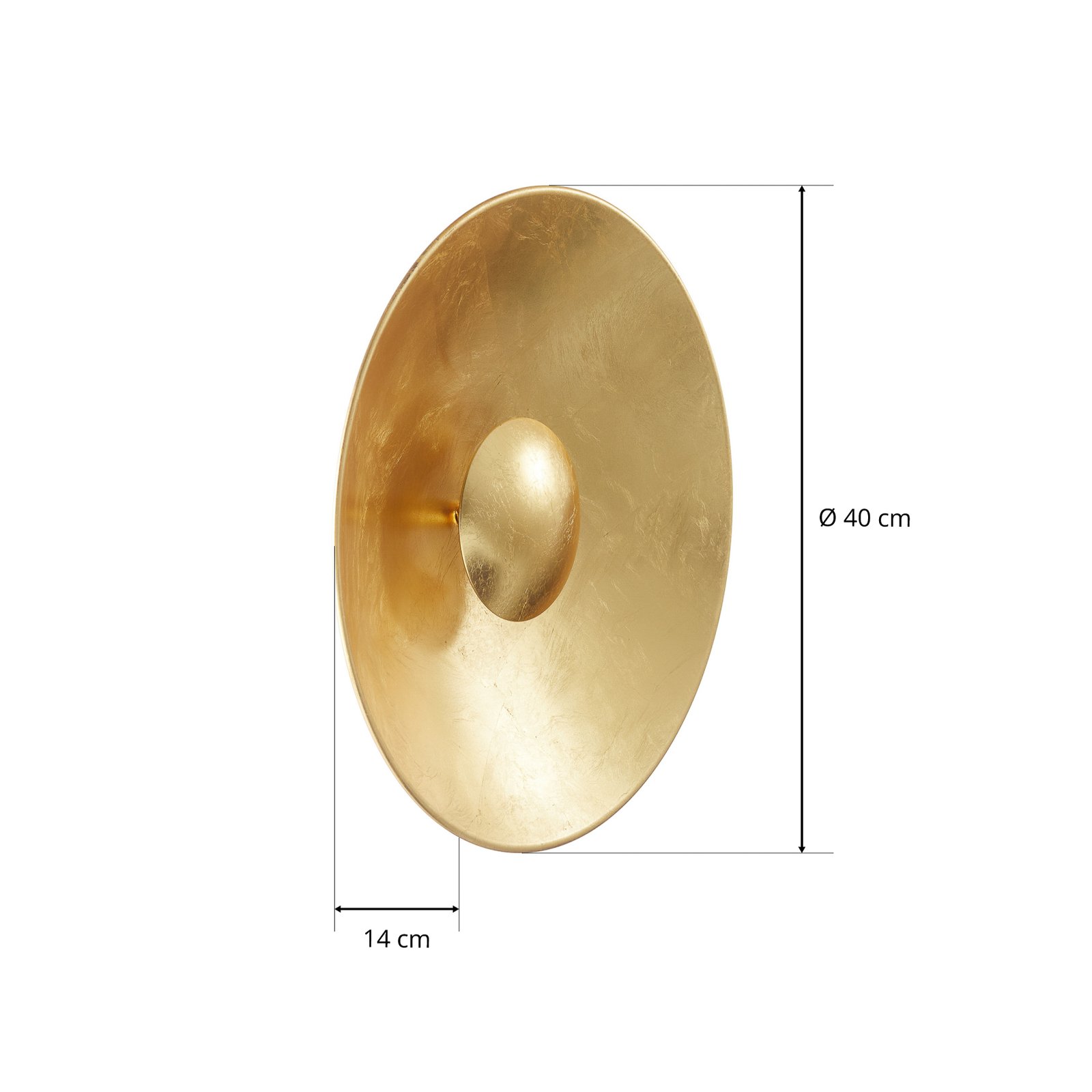 Nástěnné světlo Aura Sol zlatý vzhled, Ø 40 cm