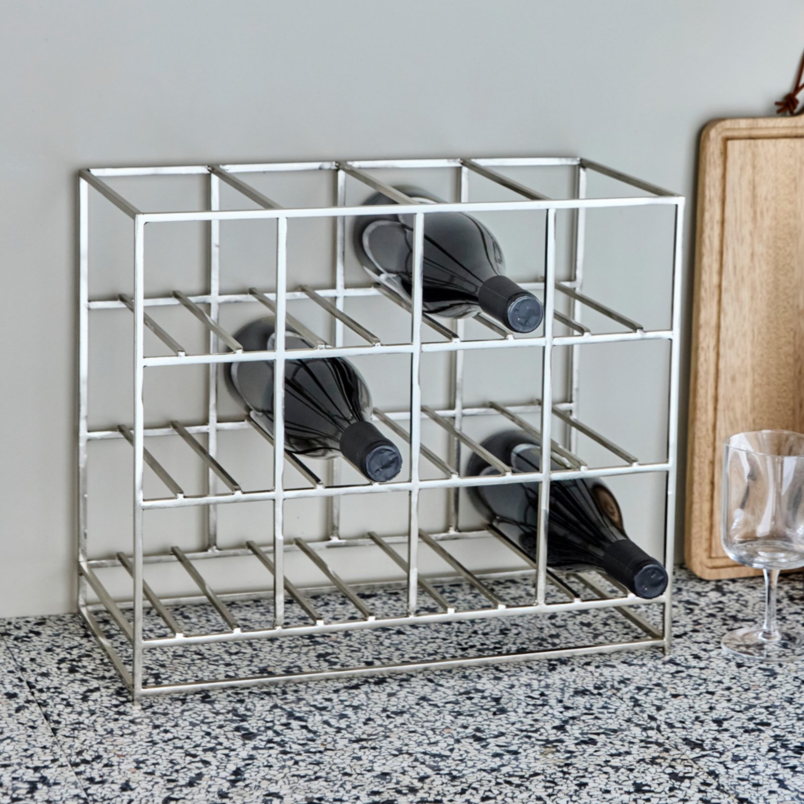 HD12 Wine rack, silver, 41x35x20 cm, metal - House Doctor HD12 Wine rack, silver, 41x35x20 cm, metal - House Doctor
