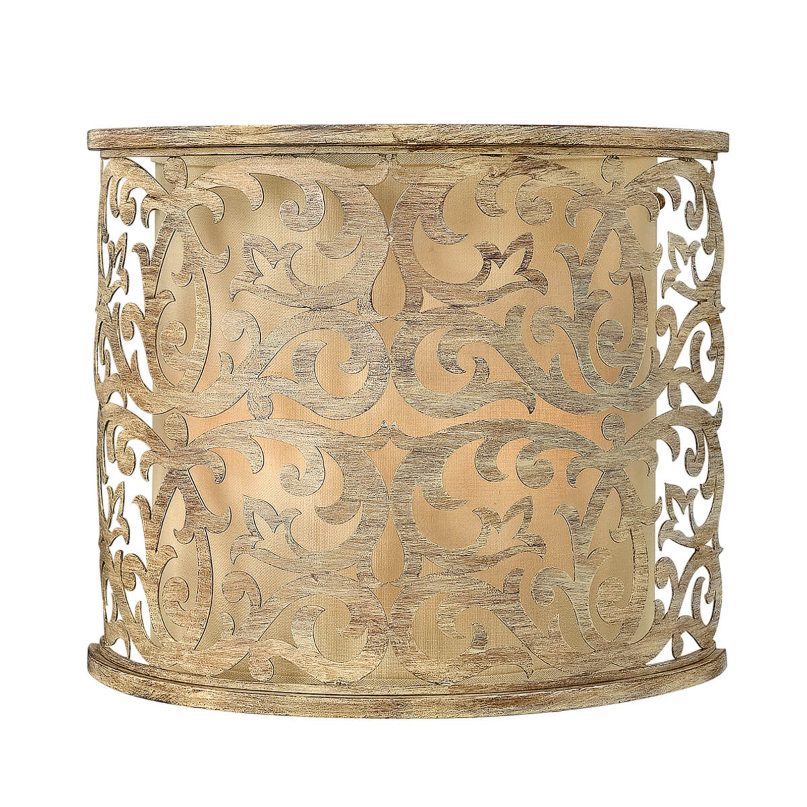 HINKLEY Champagne-coloured wall light Carabel, for Living / Dining Room, metal, linen, glass, E14, 60 W, energy efficiency: A++, W: 27.3 cm, H: 32.4 cm