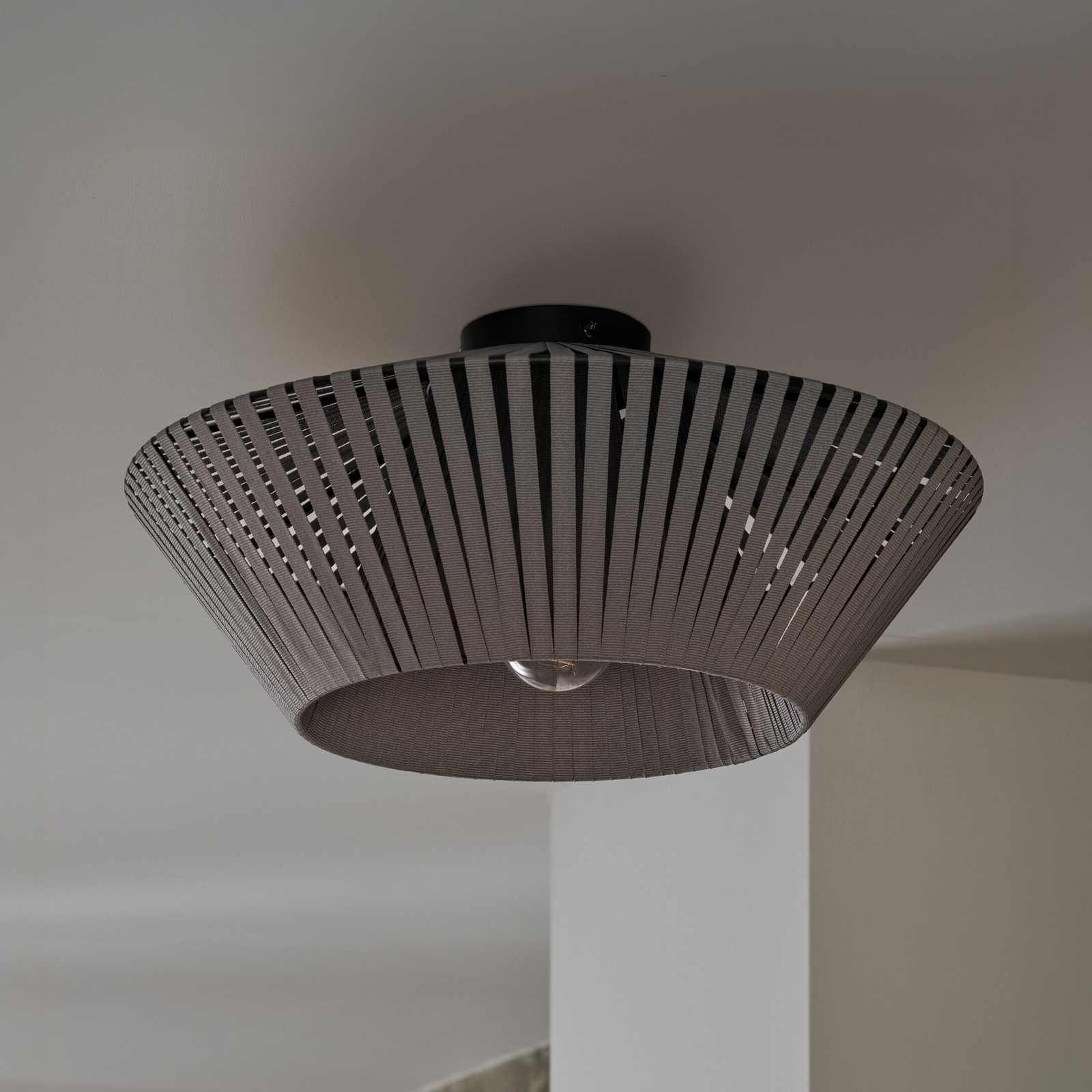 Plafonnier OSRAM Decor rubans gris, Ø 40,5 cm, textile, E27
