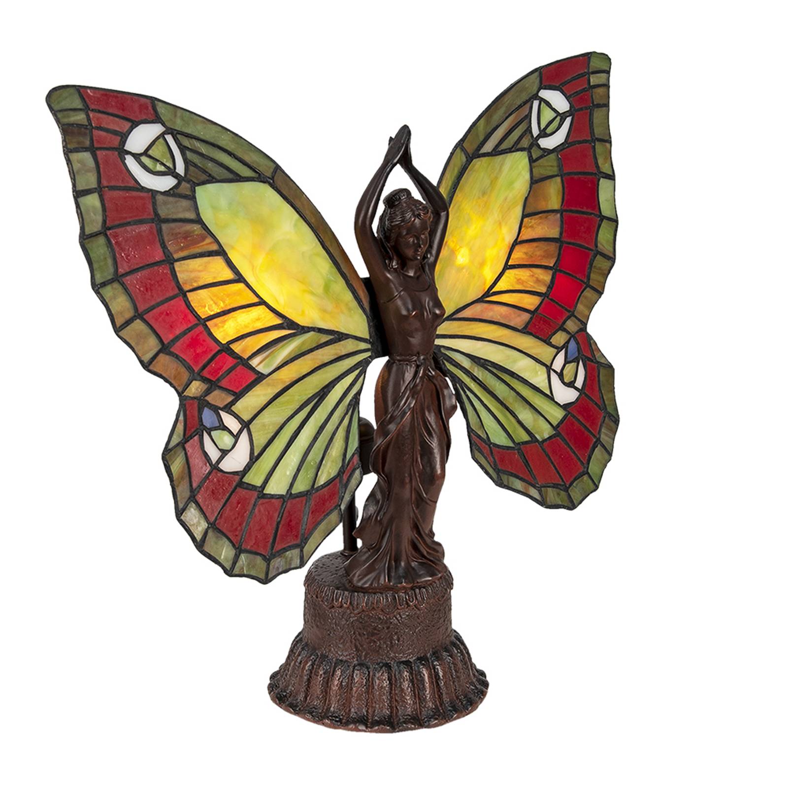 clayre&eef lampe à poser 5ll-6085 papillon au style tiffany