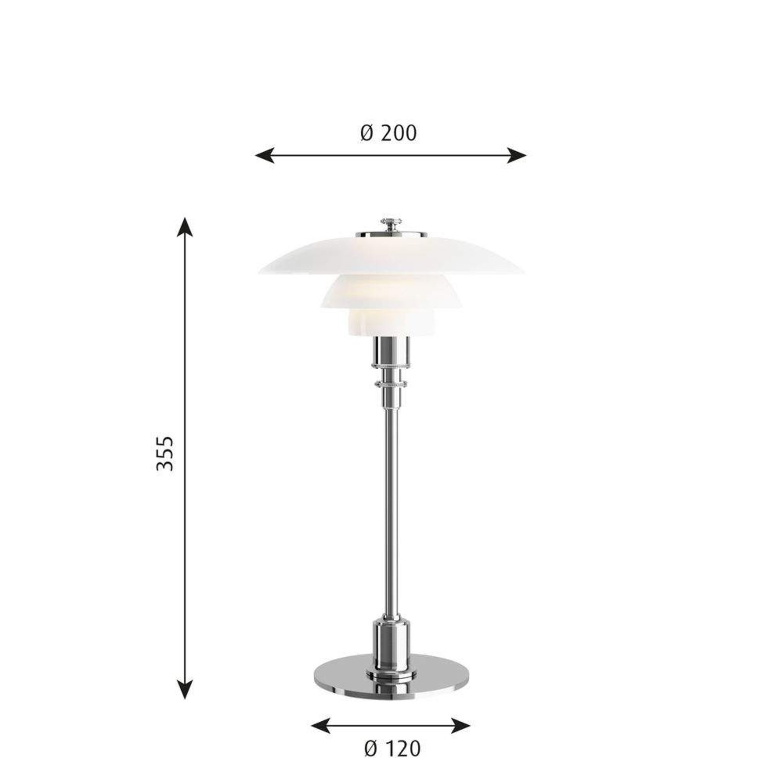 PH 2/1 Lampada da Tavolo High-Gloss Chrome-Plated - Louis Poulsen