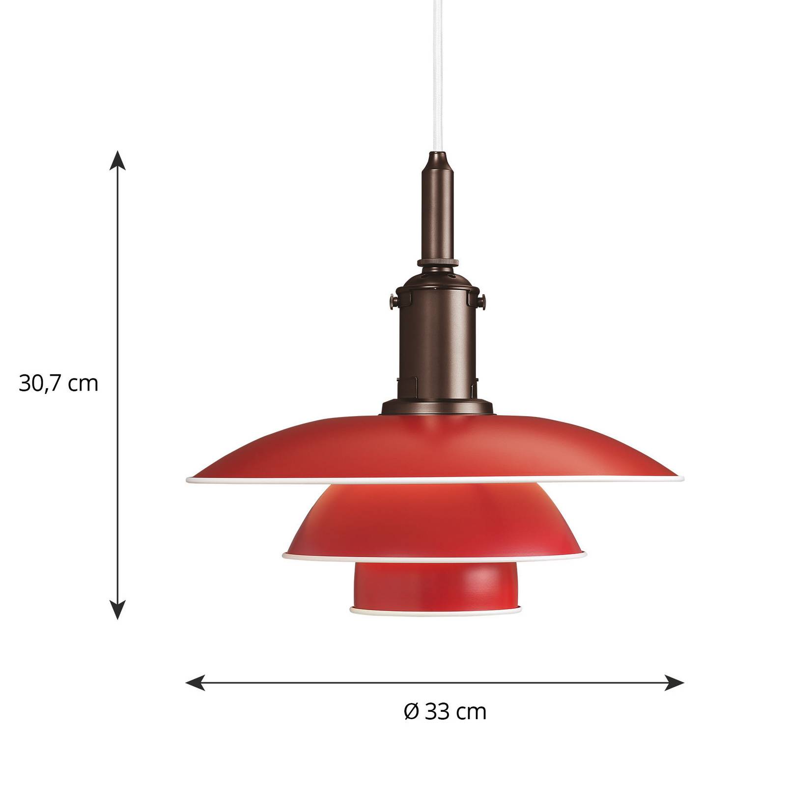 E-shop Louis Poulsen PH 3 1/2-3 závesná lampa meď/červená