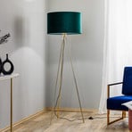 Lampă podea Monaco, 3 picioare auriu, catif verde