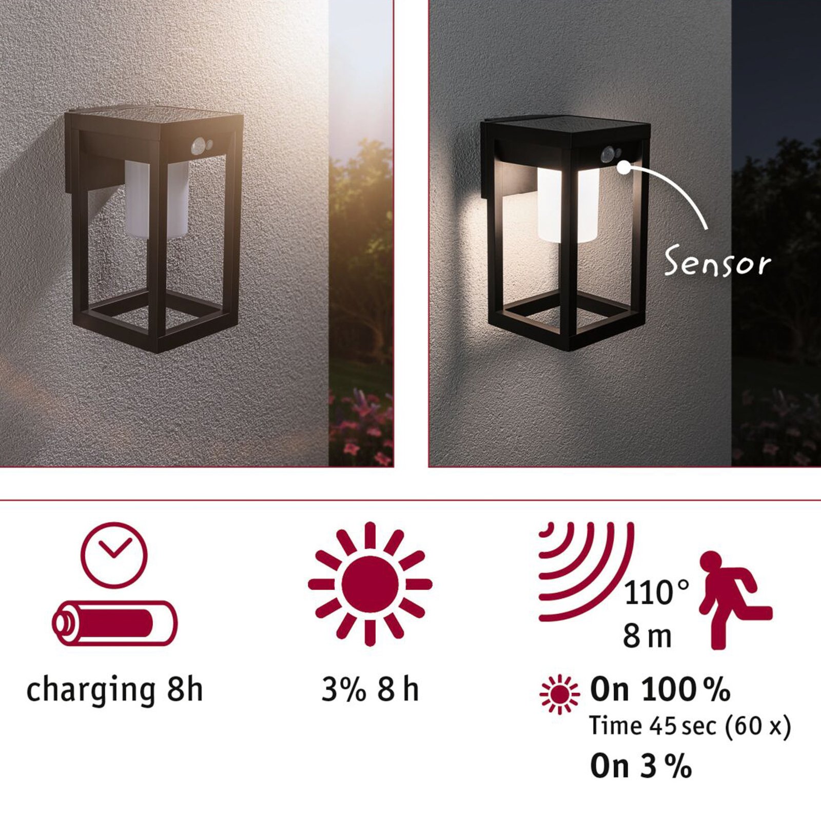 Marisol Solar Cell Lamp met Sensor Zwart - Paulmann