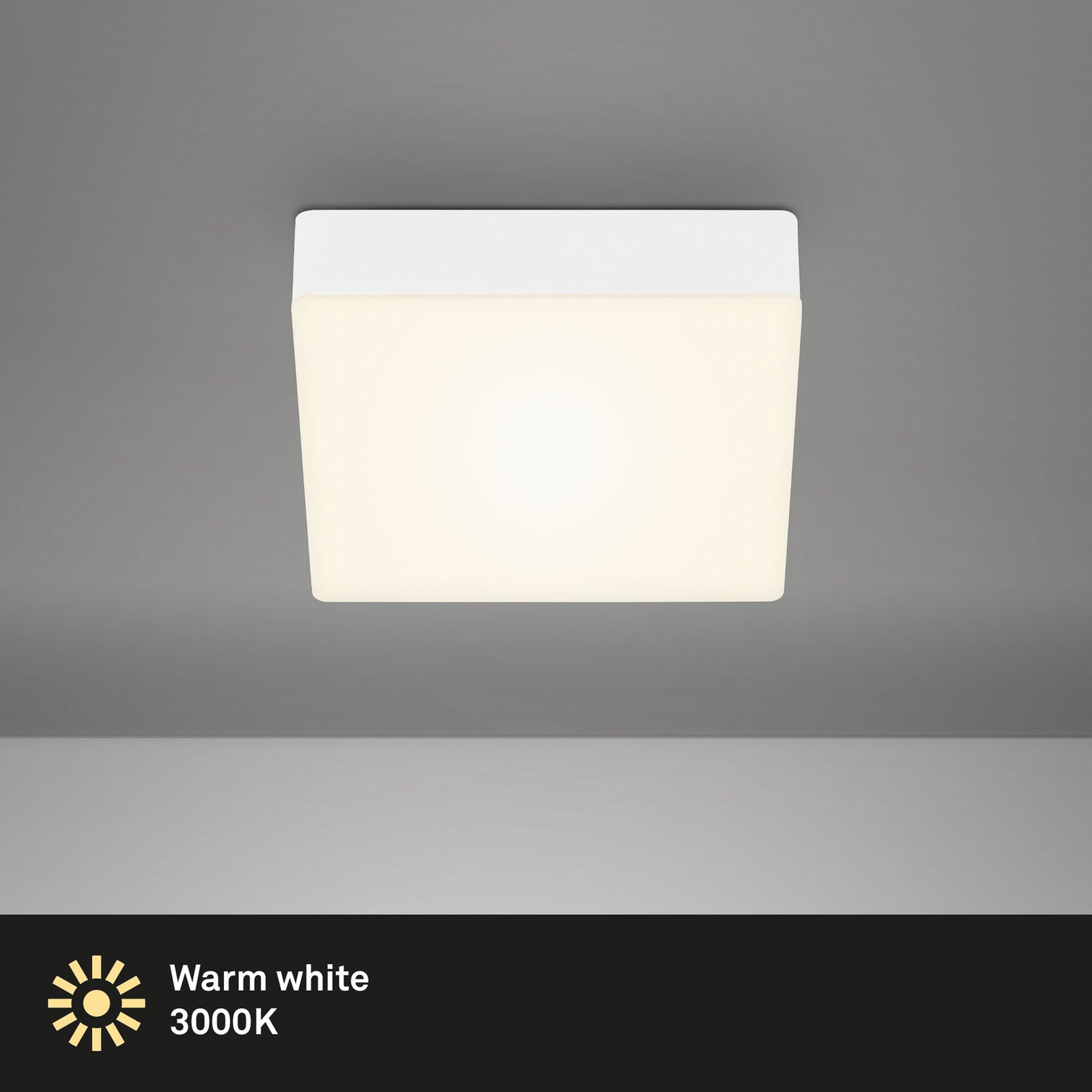 Пламъчно LED осветление за таван, 15,7 x 15,7 cm, бяло