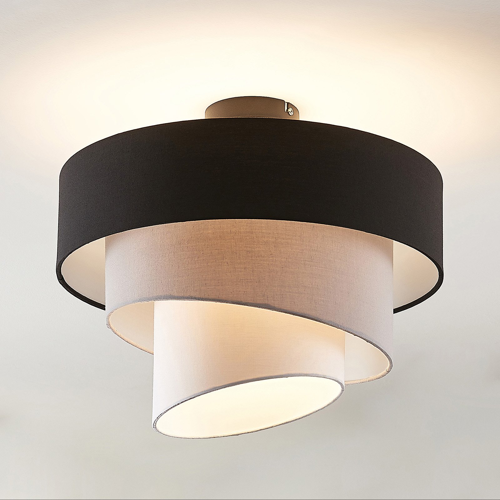 Lindby Coria ceiling lamp, black and grey