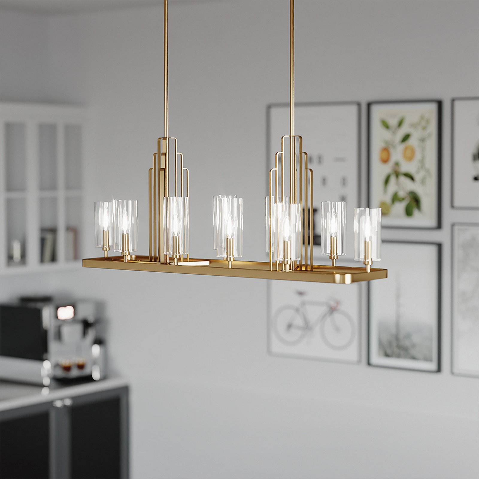 Quintiesse Kimrose lampă suspendată 10 becuri alamă - Camera de zi / sufragerie - alamă periată transparent - Metal