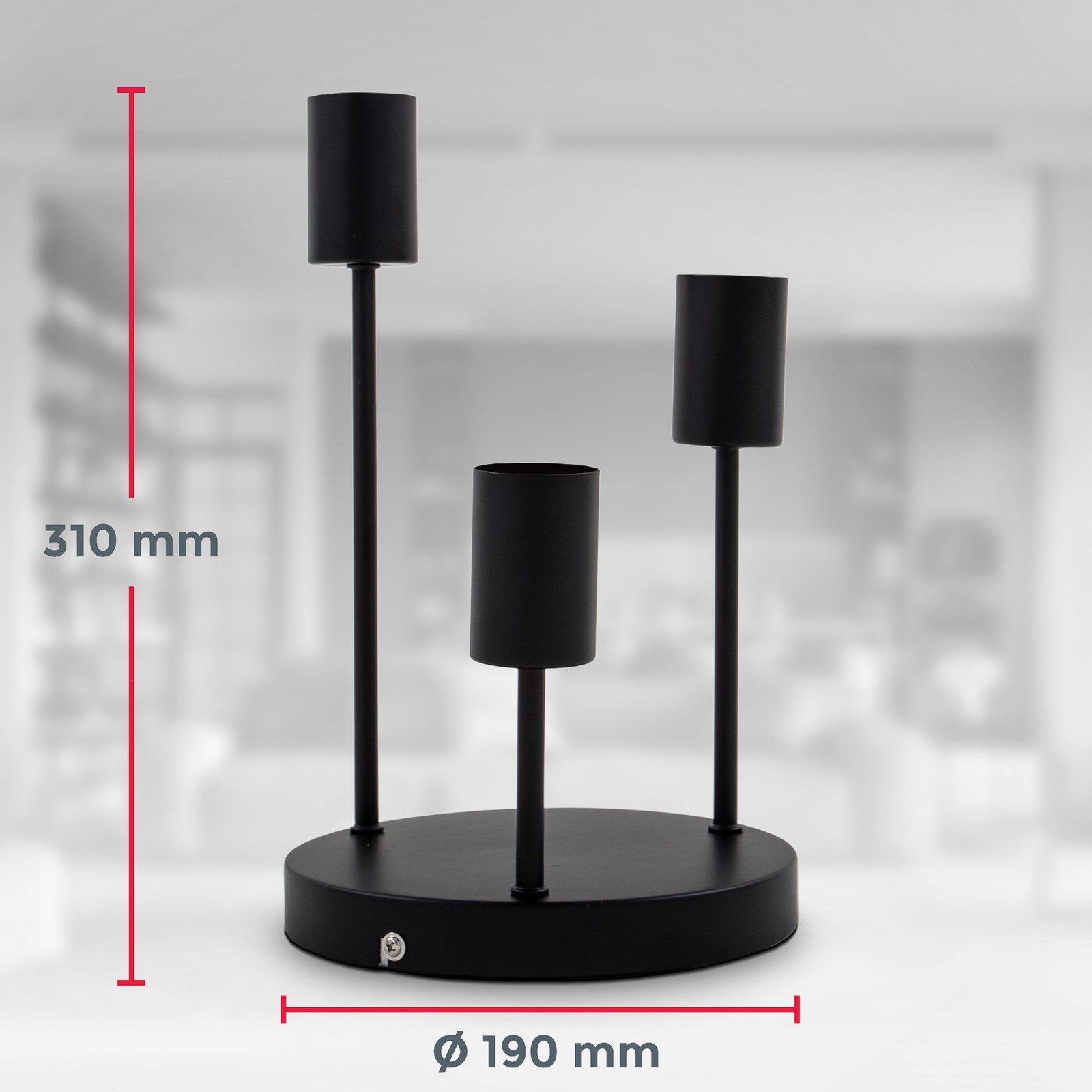 Plafondlamp Indu, zwart, metaal, 3-lamps, E27 Plafondlamp Indu, zwart, metaal, 3-lamps, E27