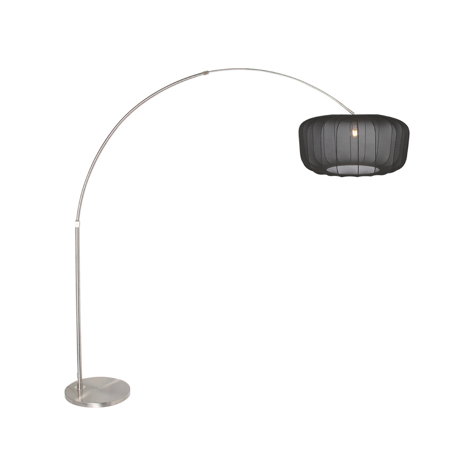 Kaareva lattiavalaisin Sparkled Light, teräs/musta nailon, 240 cm