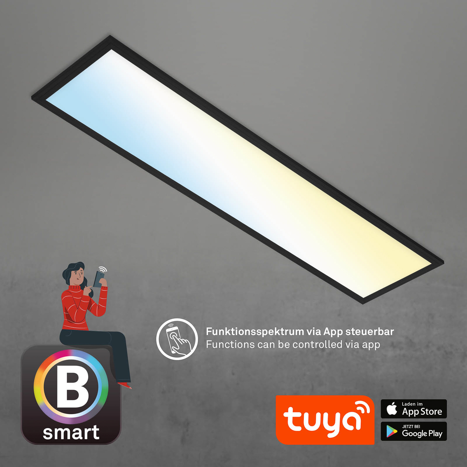 LED-Deckenlampe Piatto S WiFi Bluetooth CCT Fernb.