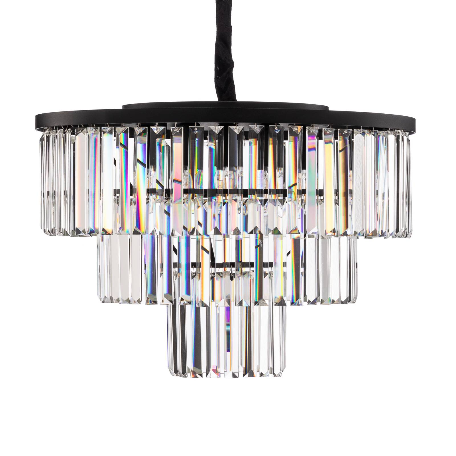 Lampa wisząca Cristal, przezroczysty/czarny, Ø 56 cm