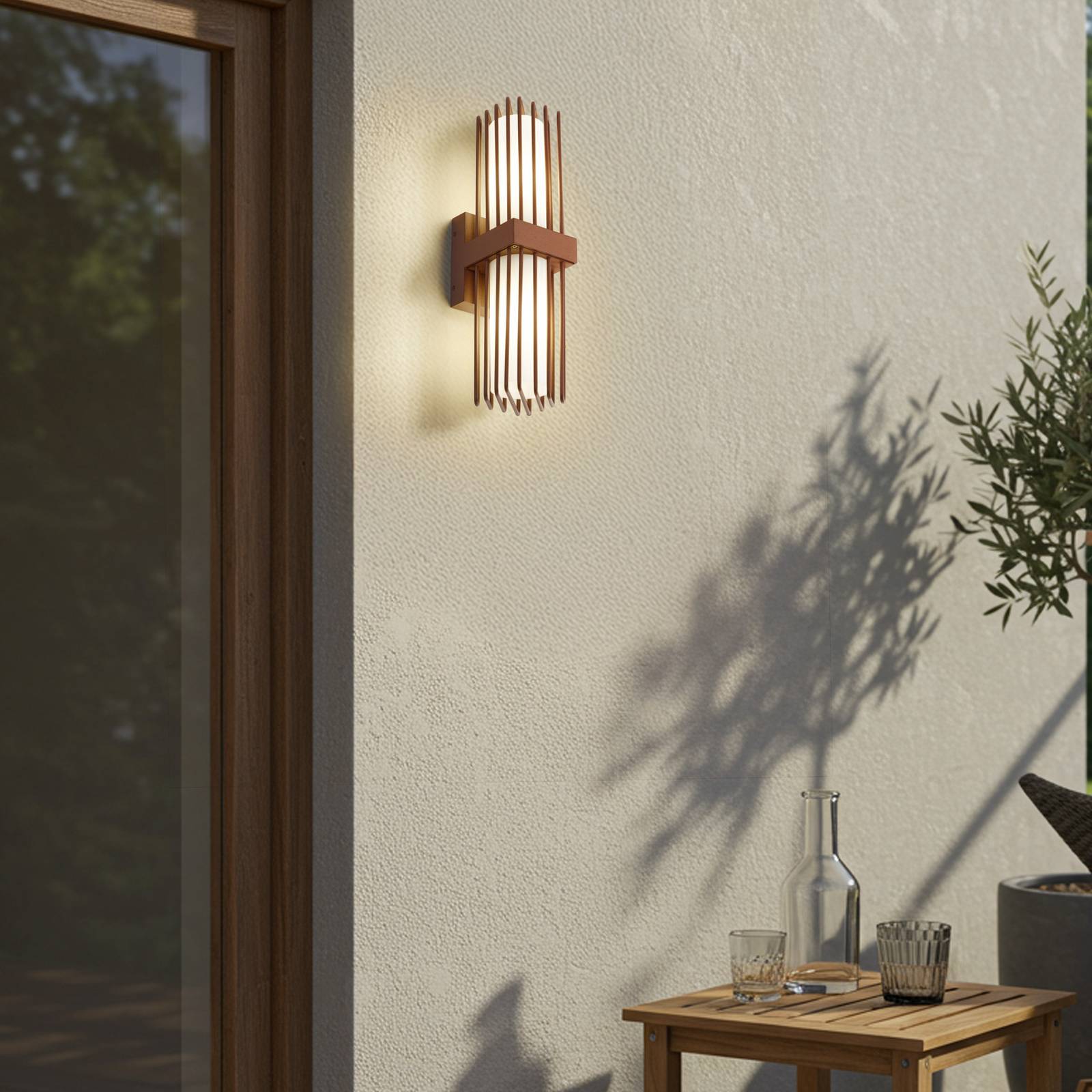 Lucande Außenwandleuchte Chandan, rost, 2-flg., IP54, E27 günstig online kaufen