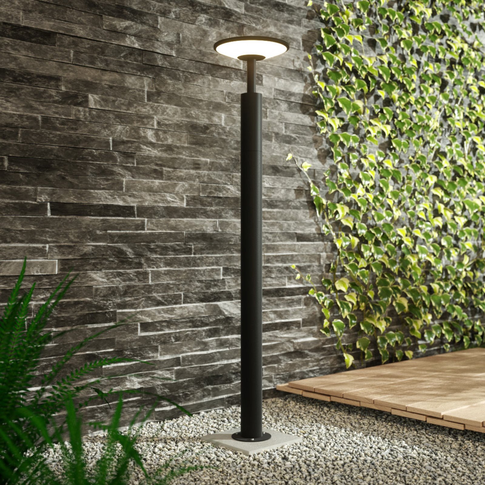 Fenia Buiten Tuinlamp H100 Anthracite/Opal - Lucande