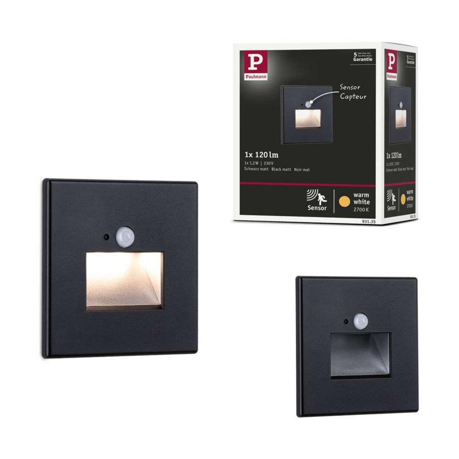 Edge Quadro LED Candeeiro de Parede Embutida Square Preto - Paulmann