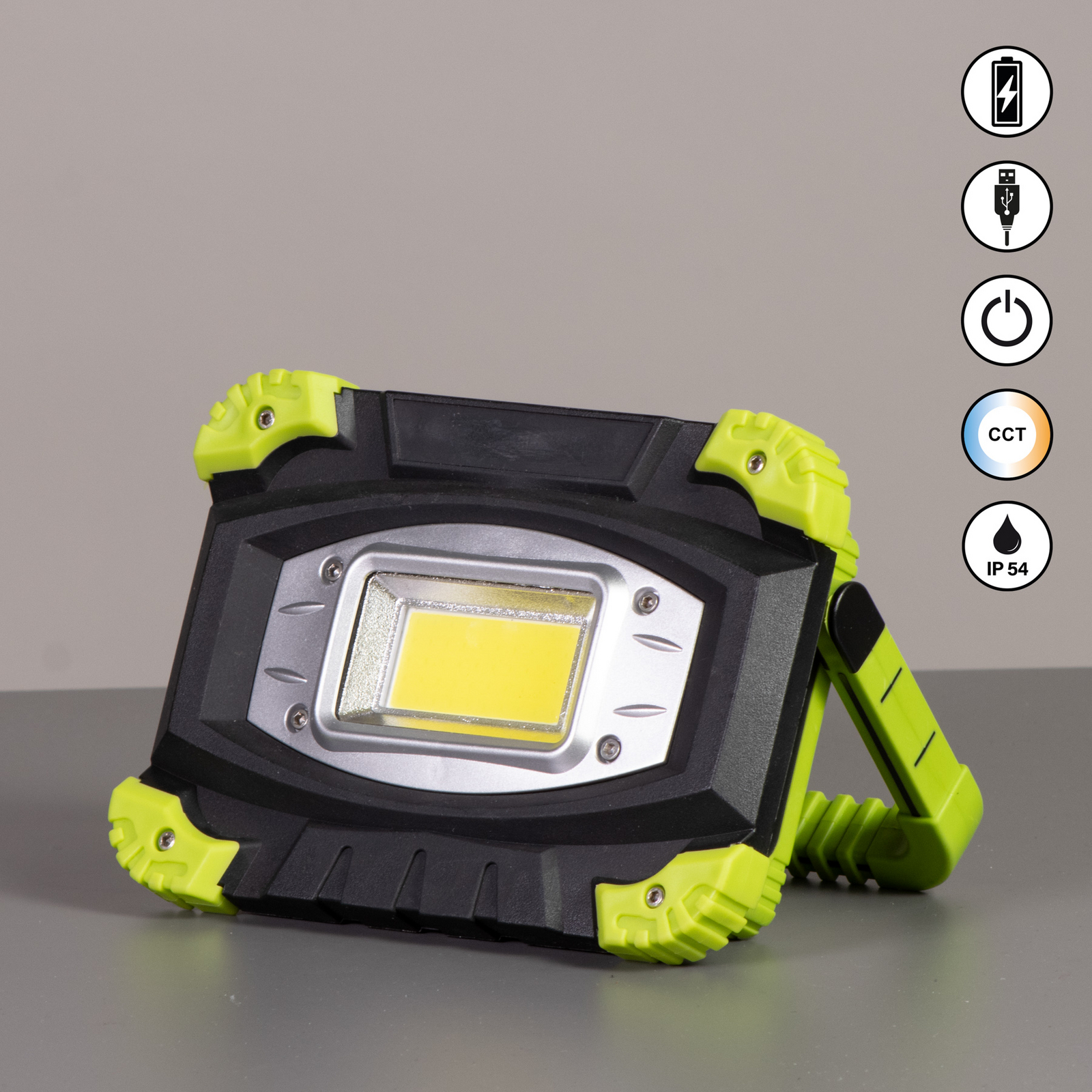 LED акумулаторен външен прожектор 850947, черен/зелен, дължина 17 cm