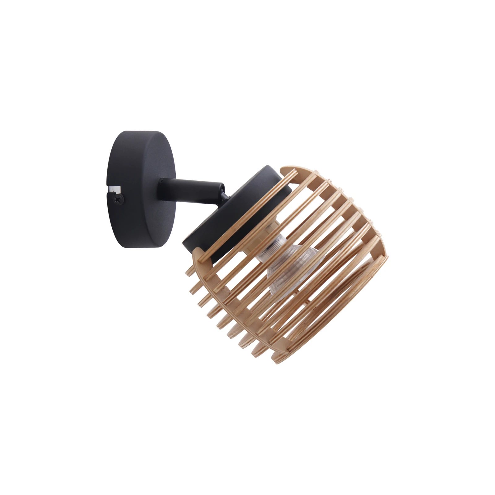 Lindby Wandleuchte Ediz, GU10, schwarz, Holz,  Ø 12,7 cm