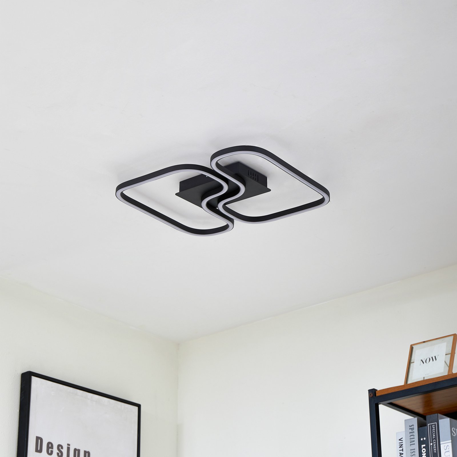 Amiya LED Plafonnier 476mm Noir - Lucande