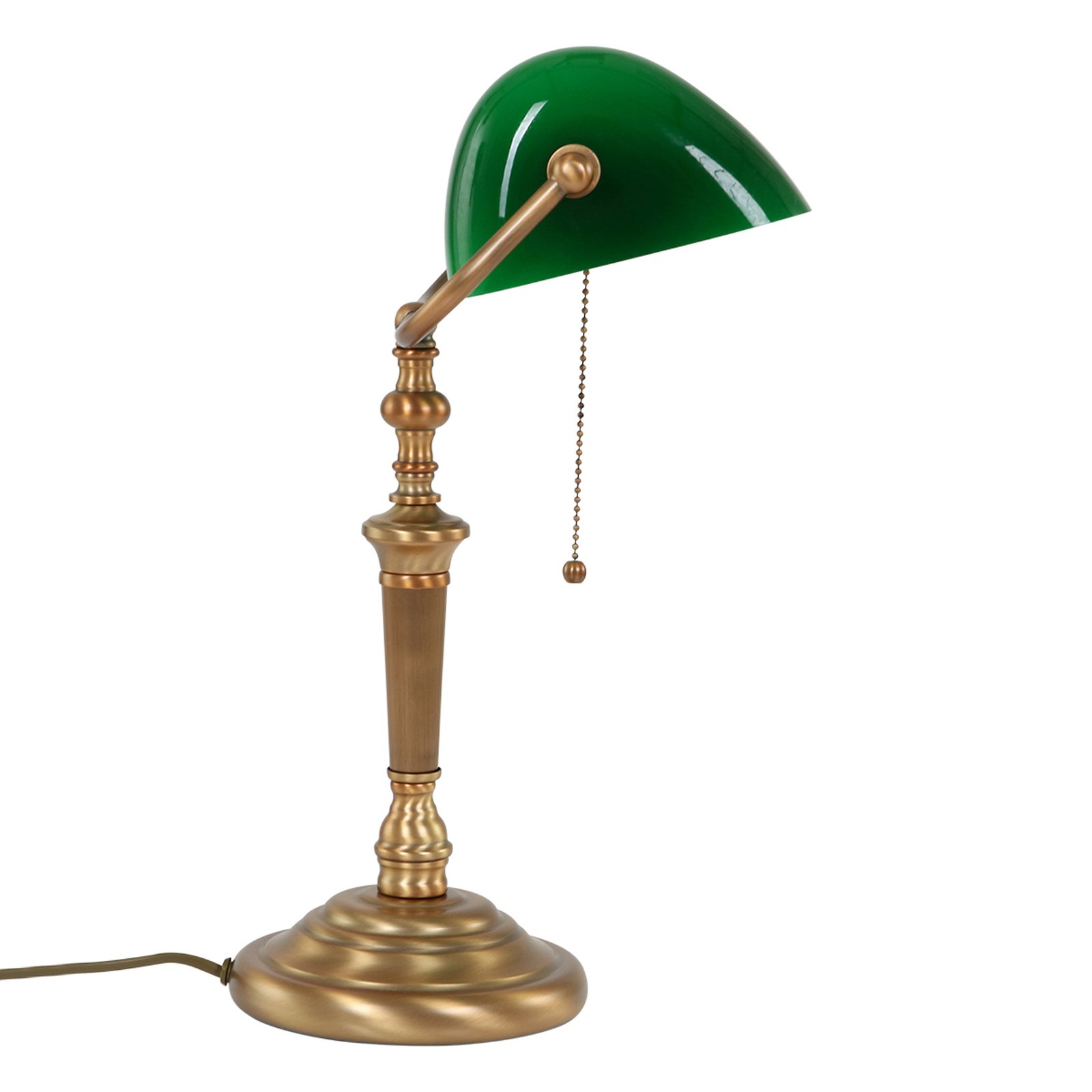 Schreibtischlampe Ancilla, Glasschirm, bronze/grün
