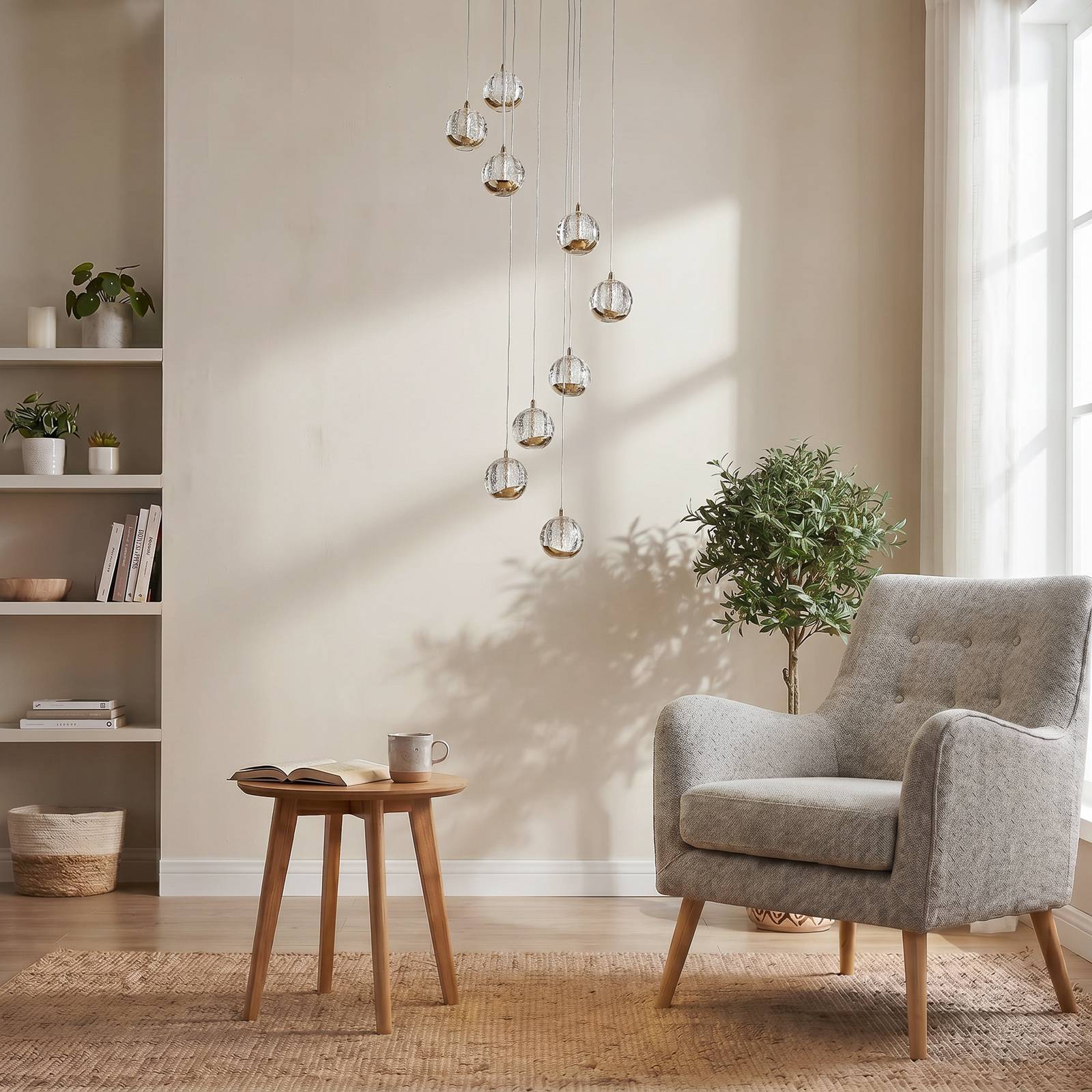 Lampa wisząca LED Lucande Hayley, Ø 40 cm, 9-punktowa, złota, szkło