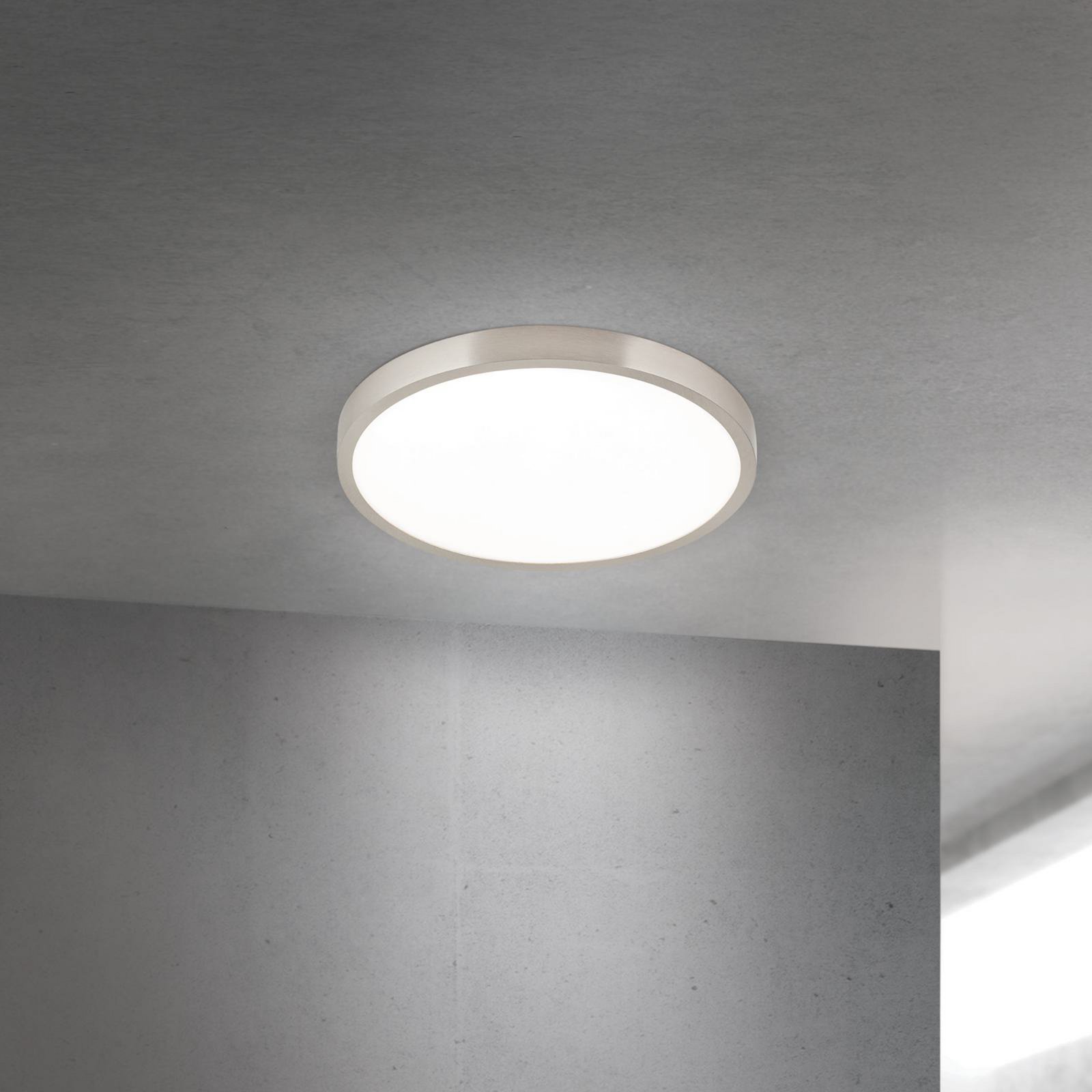 LED ceiling lamp Disc, satin nickel finish, Ø 28 cm, CCT