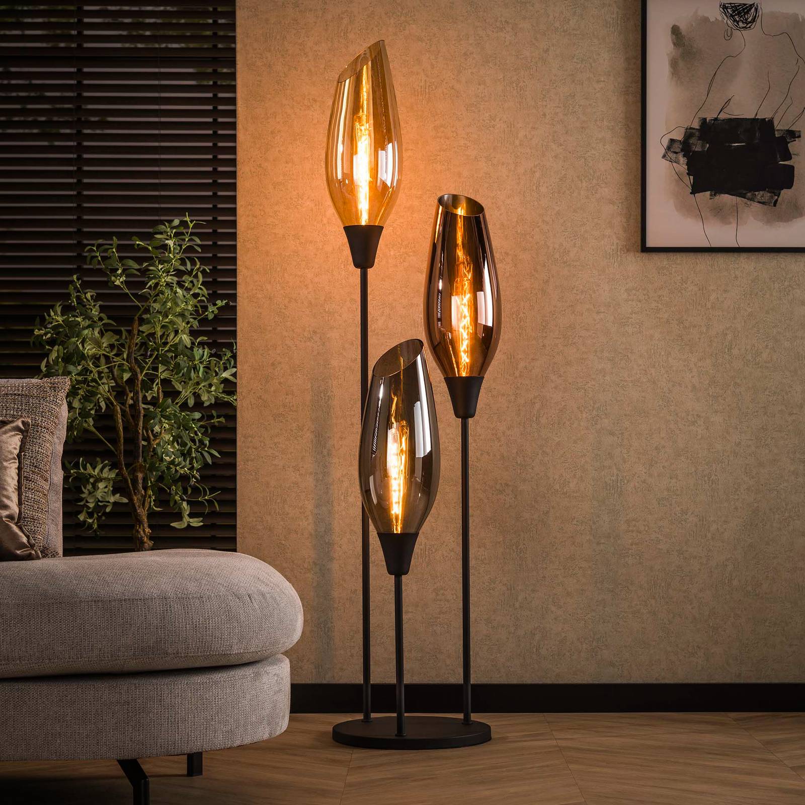 E-shop Stojacia lampa Mixture, 178 cm, viacfarebná, 3-pl. sklo/kov