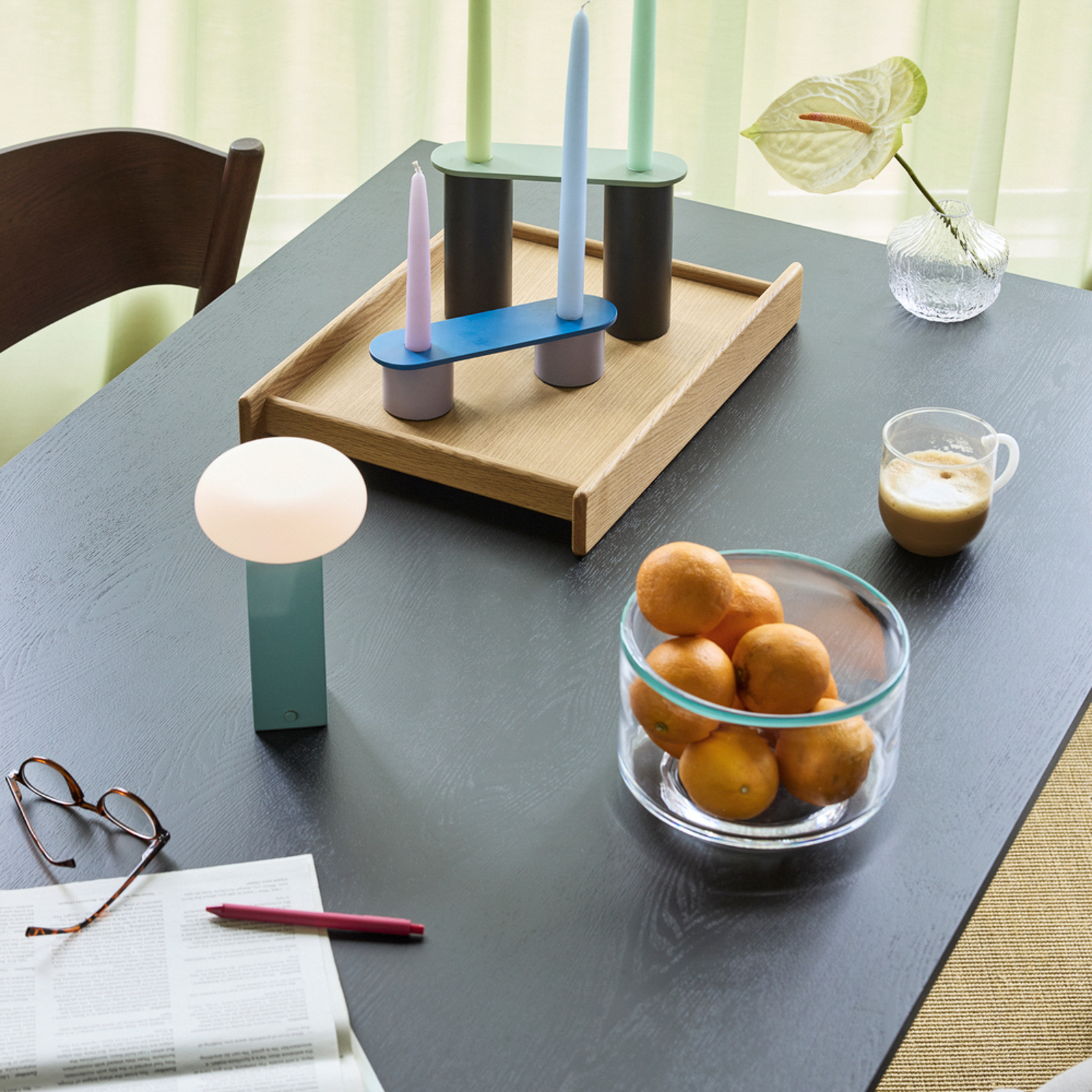 LOW LED-batteridriven bordslampa, blå, höjd 20 cm – Hübsch LOW LED-batteridriven bordslampa, blå, höjd 20 cm – Hübsch