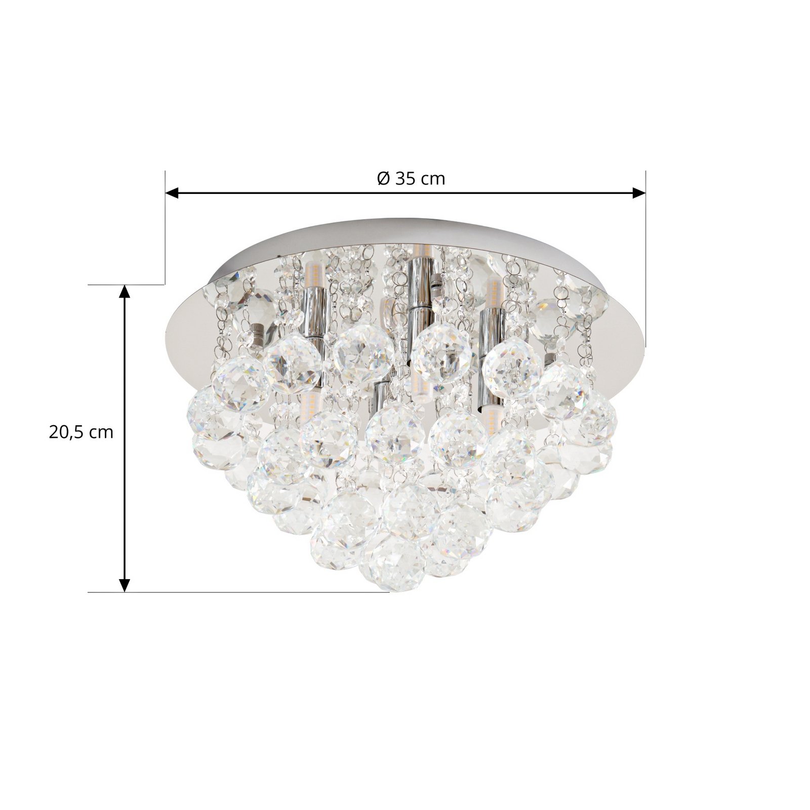 Lindby Deckenleuchte Antonino, Ø 35 cm, 4-flg., Kristall, G9
